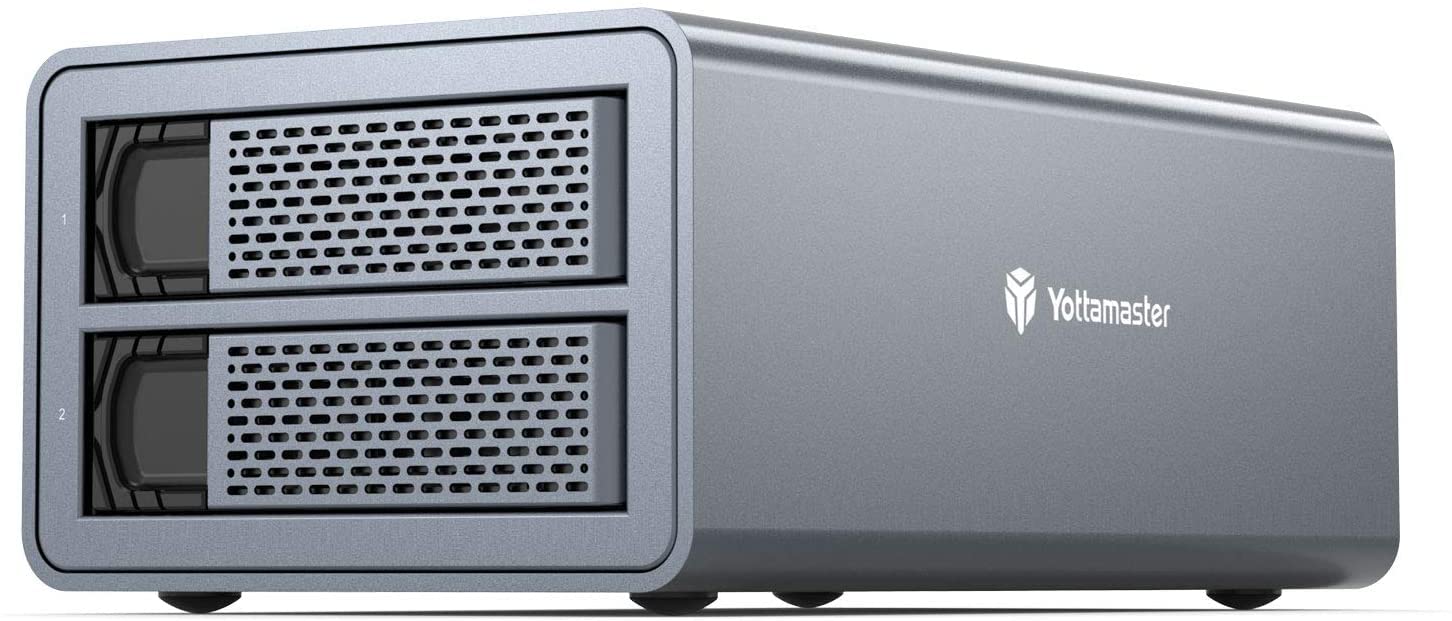 Yottamaster 2 Bay Raid External Hard Drive Enclosure For 2.5'' & 3.5'' Sata Hard Drives, Usb3.0 Raid Enclosure Support 36Tb & Ra