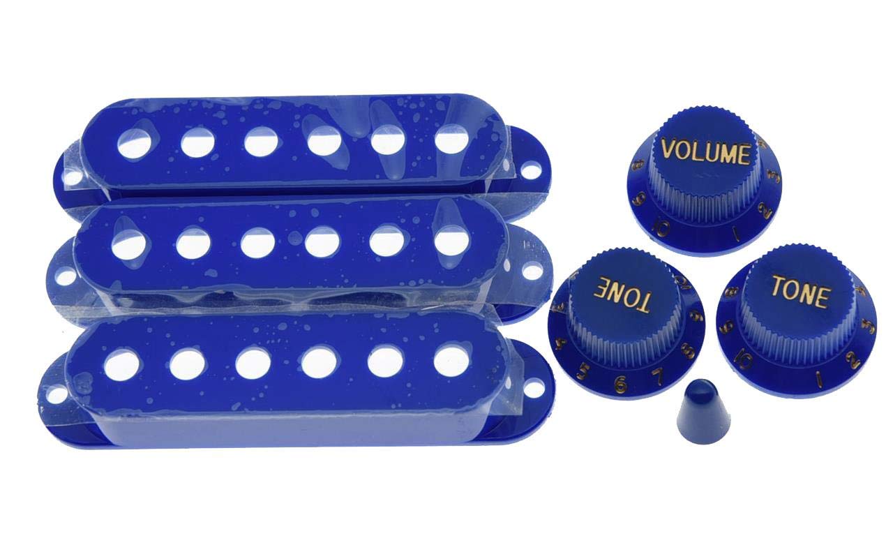 Kaish Blue St Strat Pickup Covers Knobs And 5 Way Switch Tip Cap