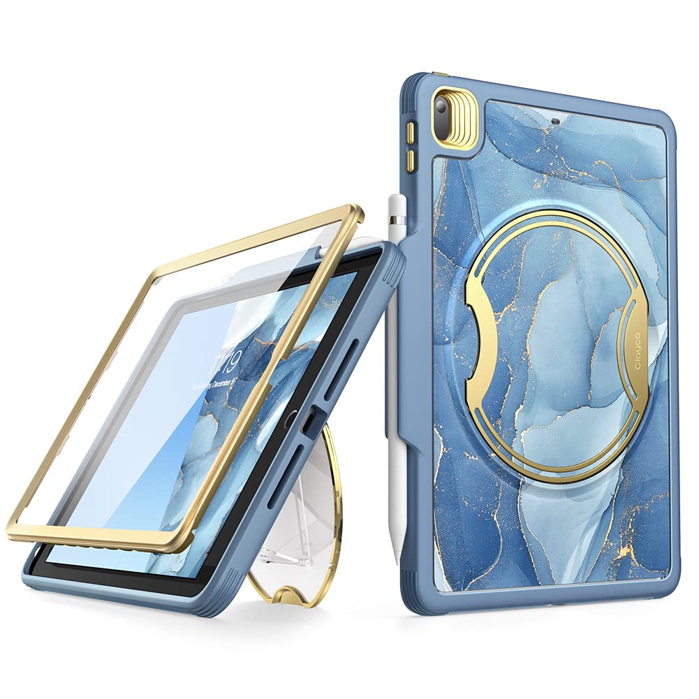 Clayco Nebula Case for iPad 9th/8th/7th Generation Case 10.2 Inch 2021/2020/2019, Multi-Angle Viewing Full Body Stand Cover for iPad 10.2' with Built-in Screen Protector & Pencil Holder, Ocean