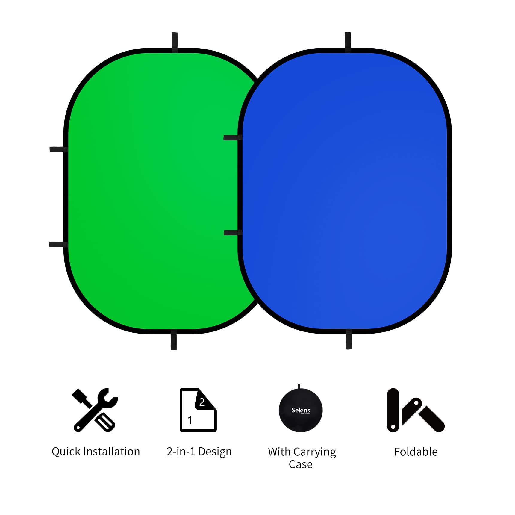 Selens 59X39.3 Inches Green Screen Backdrop For Photography, 2 In 1 Collapsible Backdrop With Carry Bag For Youtube Videos Photo