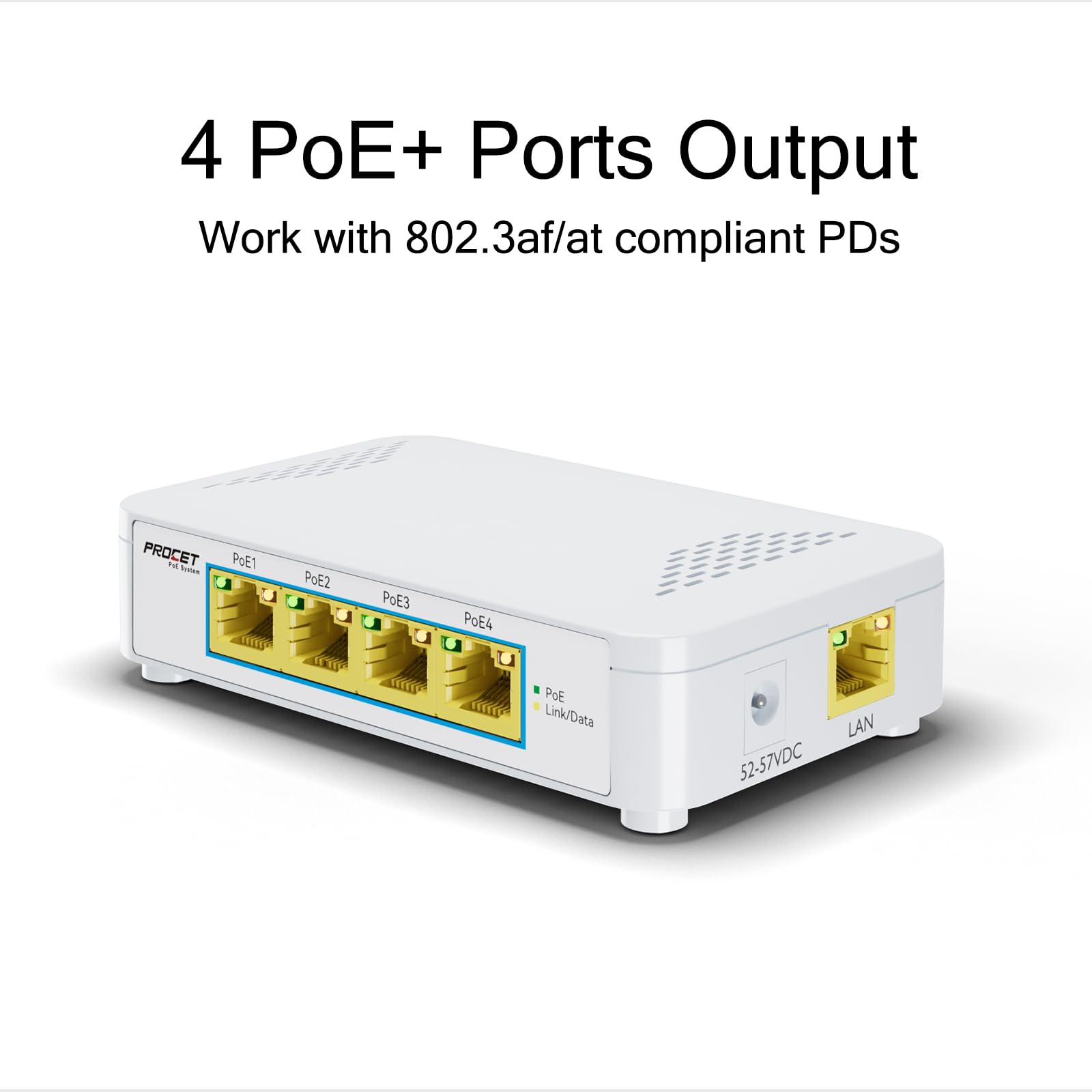 5 Port Poe Switch Gigabit Plug And Play, Poe Switch 4 Poe+ Ports & Each Supplies Poe(15W) Or Poe+(30W) Total 60W, Small Desktop