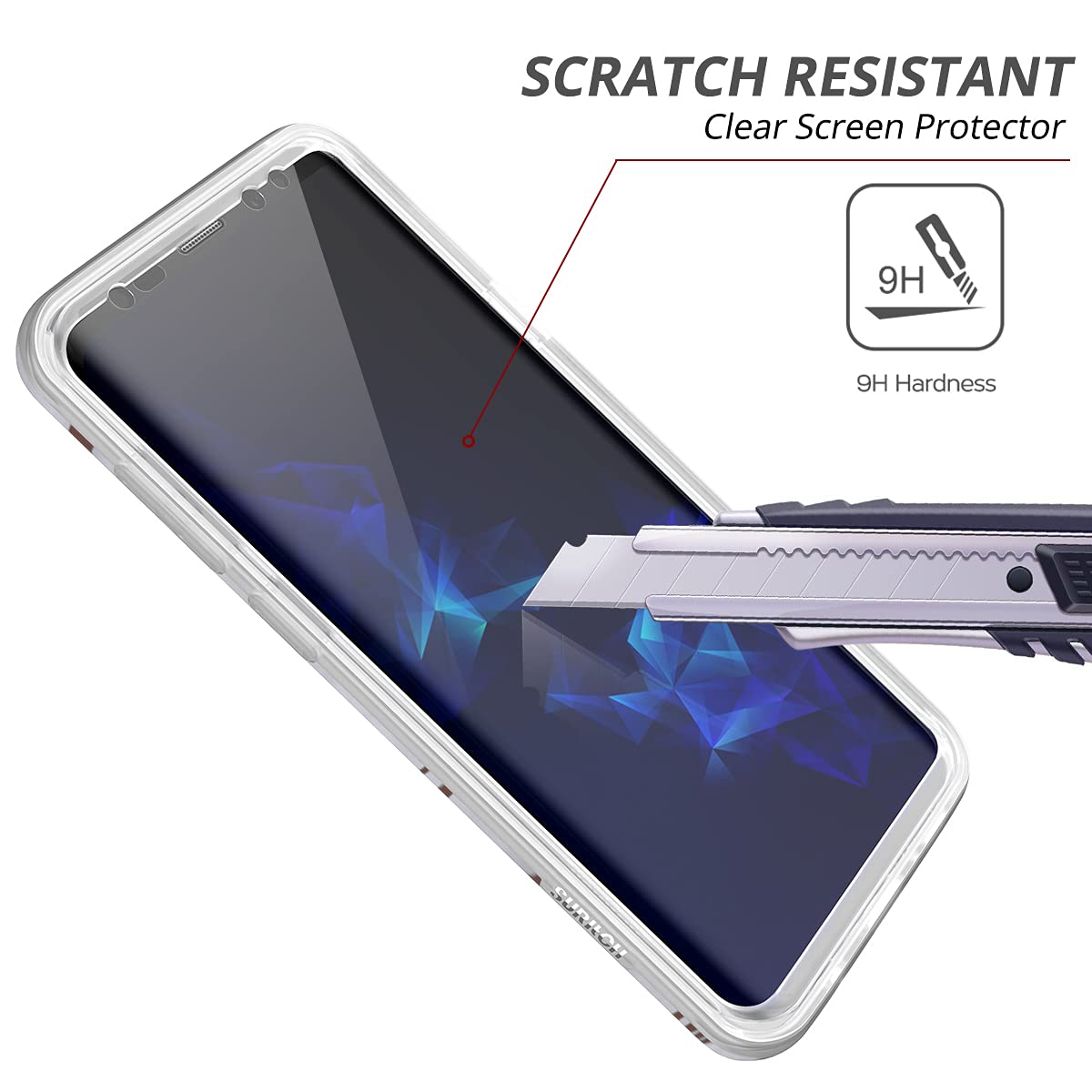 Suritch For Samsung Galaxy S9 Plus Marble Case, [Built In Screen Protector] Full Body Protection Shockproof Rugged Bumper Protec