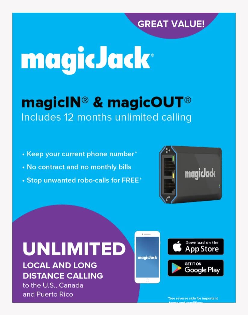 Magicjack, New 2023 Voip Phone Adapter, Portable Home And On The Go Digital Service. Unlimited Calls To Us And Canada. No Monthl