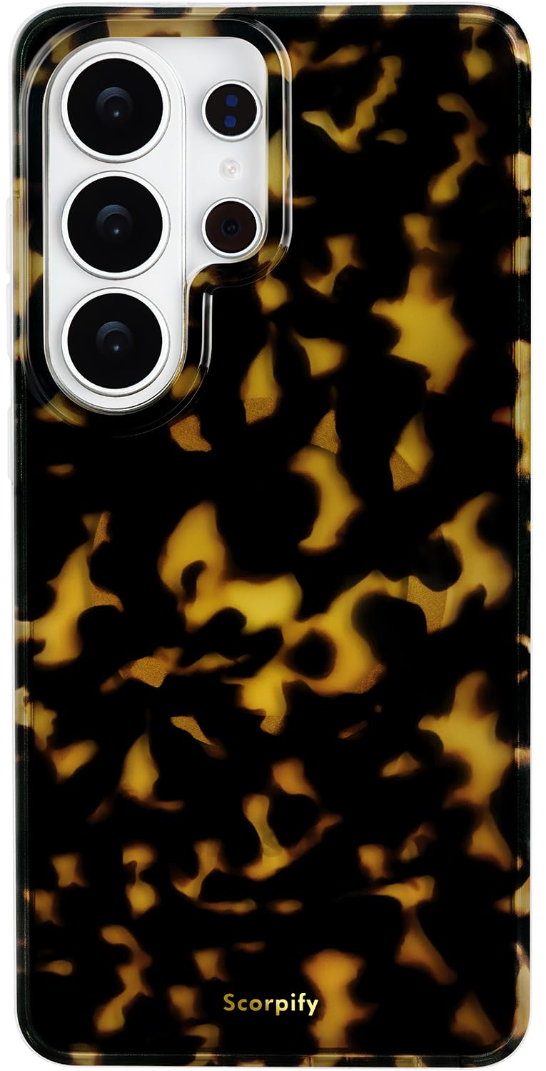 SCORPIFY Compatible with Samsung Galaxy S26 Ultra Case [Compatible with MagSafe] for Dark Brown Tortoise Shell Design, Cute Brow