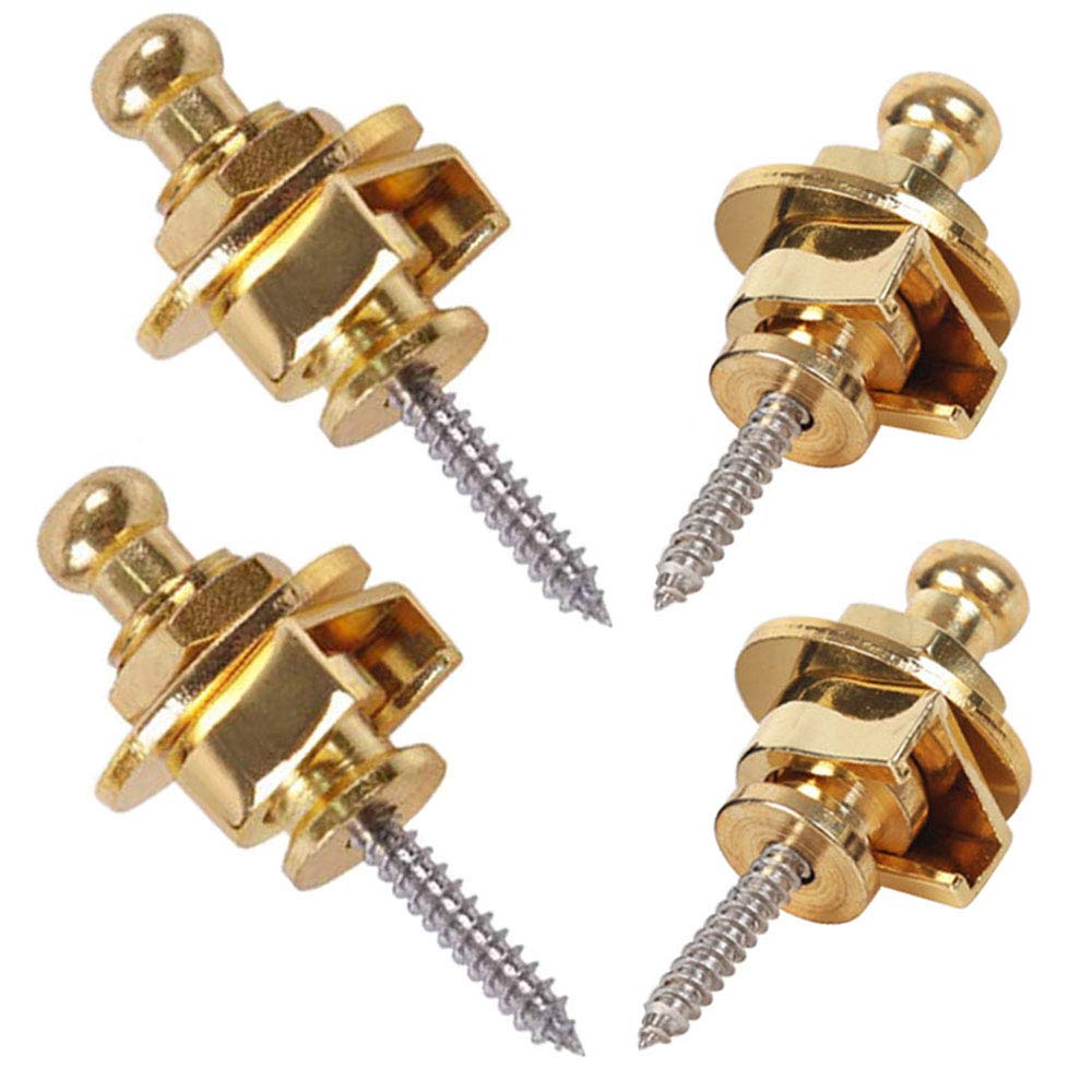 Wolfride 4Pcs Guitar Strap Lock Buttons Gold Metal Security Quick Release Guitar Strap Locks