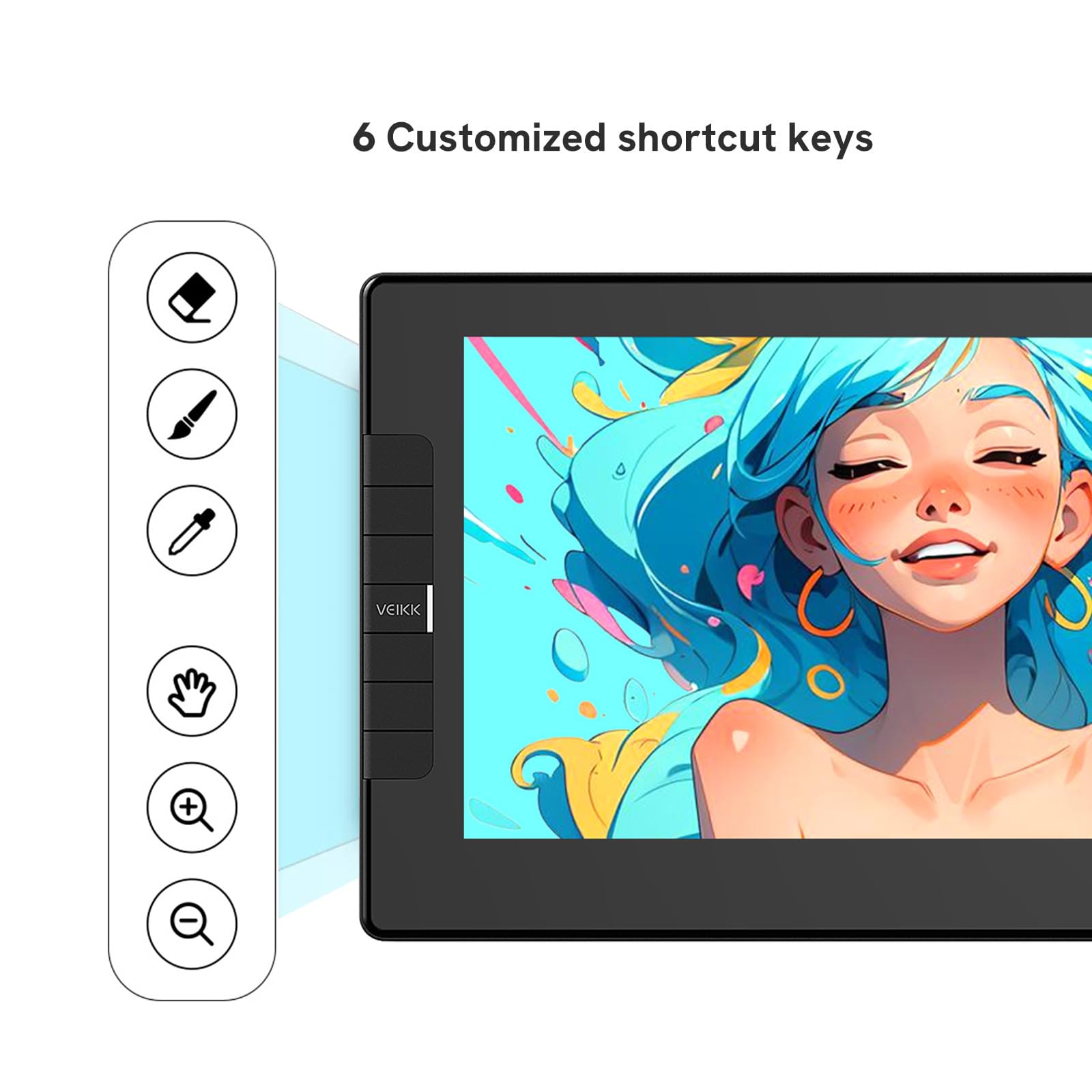 Drawing Tablet With Screen Veikk Vk1200 11.6 Inch Full-Laminated Drawing Monitor With 6 Shortcut Keys And 8192 Levels Battery Fr