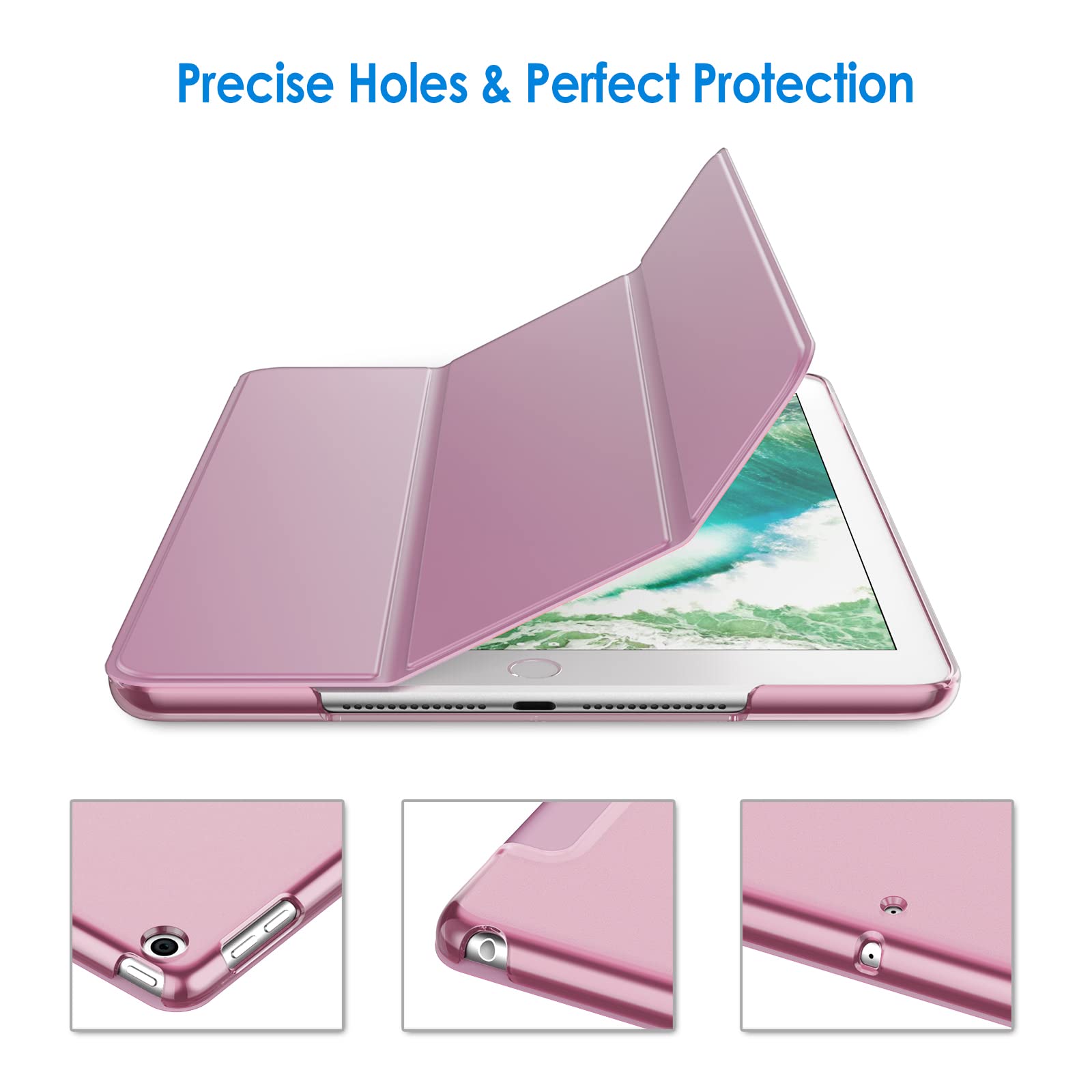 Jetech Case For Ipad (9.7-Inch, 2018/2017 Model, 6Th/5Th Generation), Smart Cover Auto Wake/Sleep (Pink)