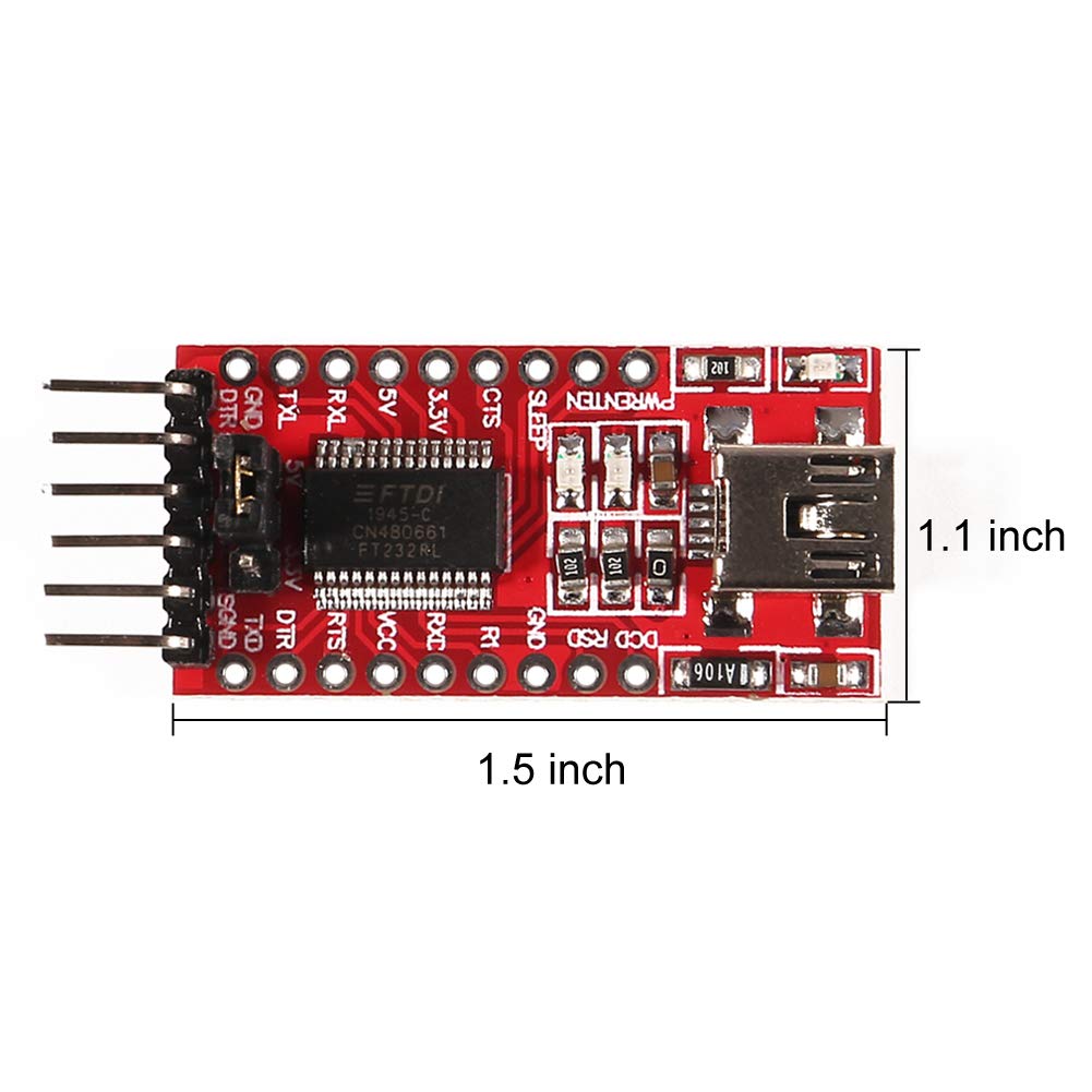 Atnsinc 3Pcs Ft232Rl Mini Usb To Ttl Ftdi Adapter Module, 3.3V 5.5V Ft232R Breakout Ft232Rl Usb To Serial Converter Adapter Board