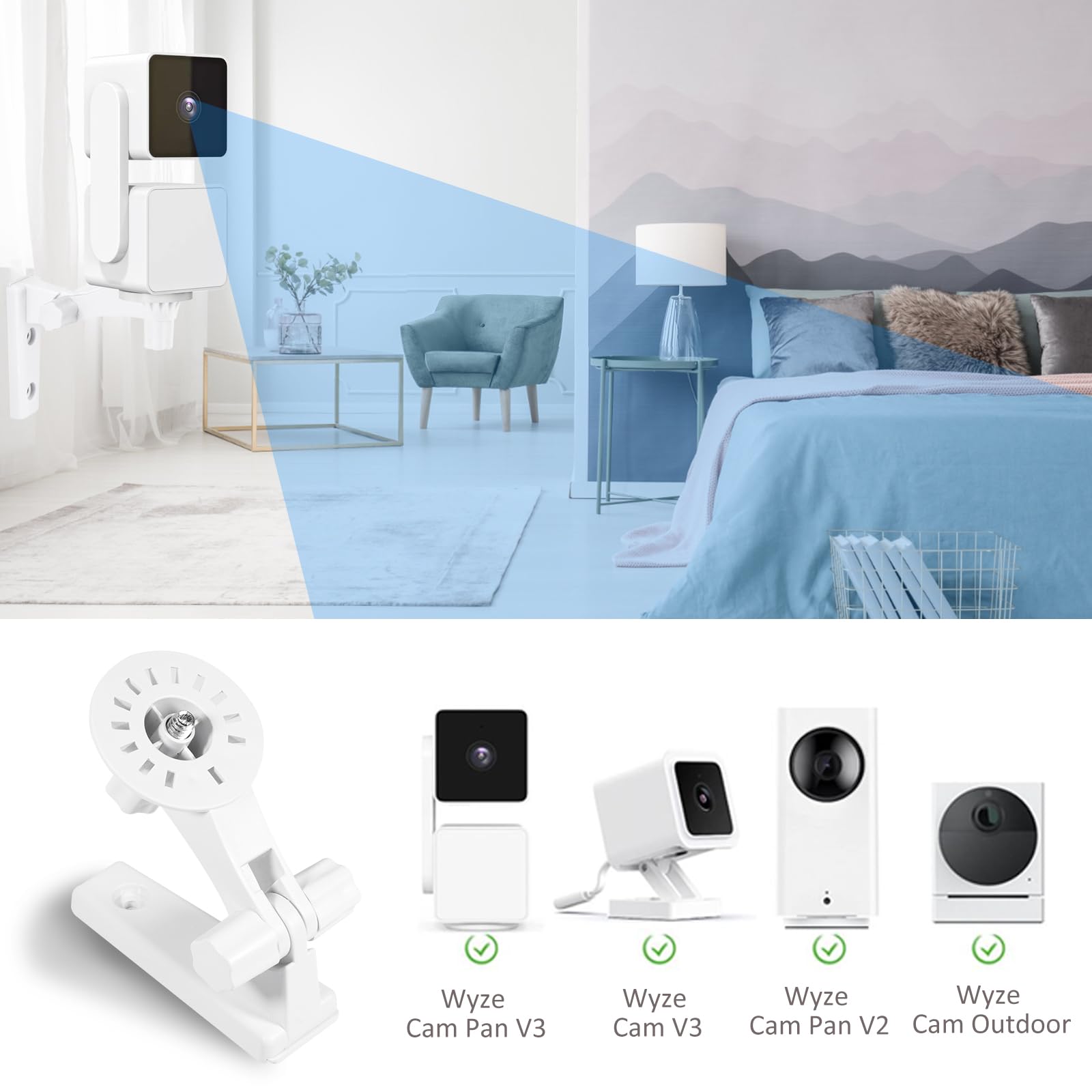 Viivria 2 Pack Wall Mount, Specially Designed For Wyze Cam Pan V3, 180� Tilt Adjustable   Easy Installation (Camera Not Included)