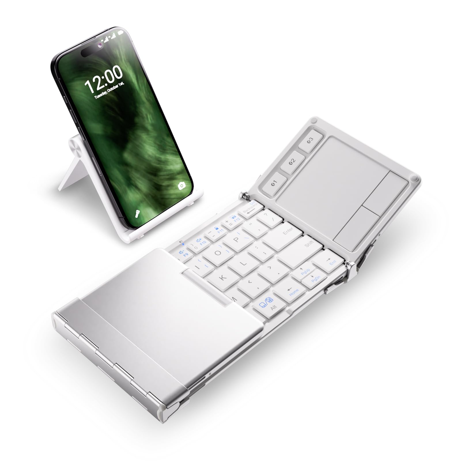 iClever Bluetooth Keyboard with Touchpad, Foldable Keyboard, Metal Body, Gesture Support, USB-C Charge, Pocket-Size Wireless for