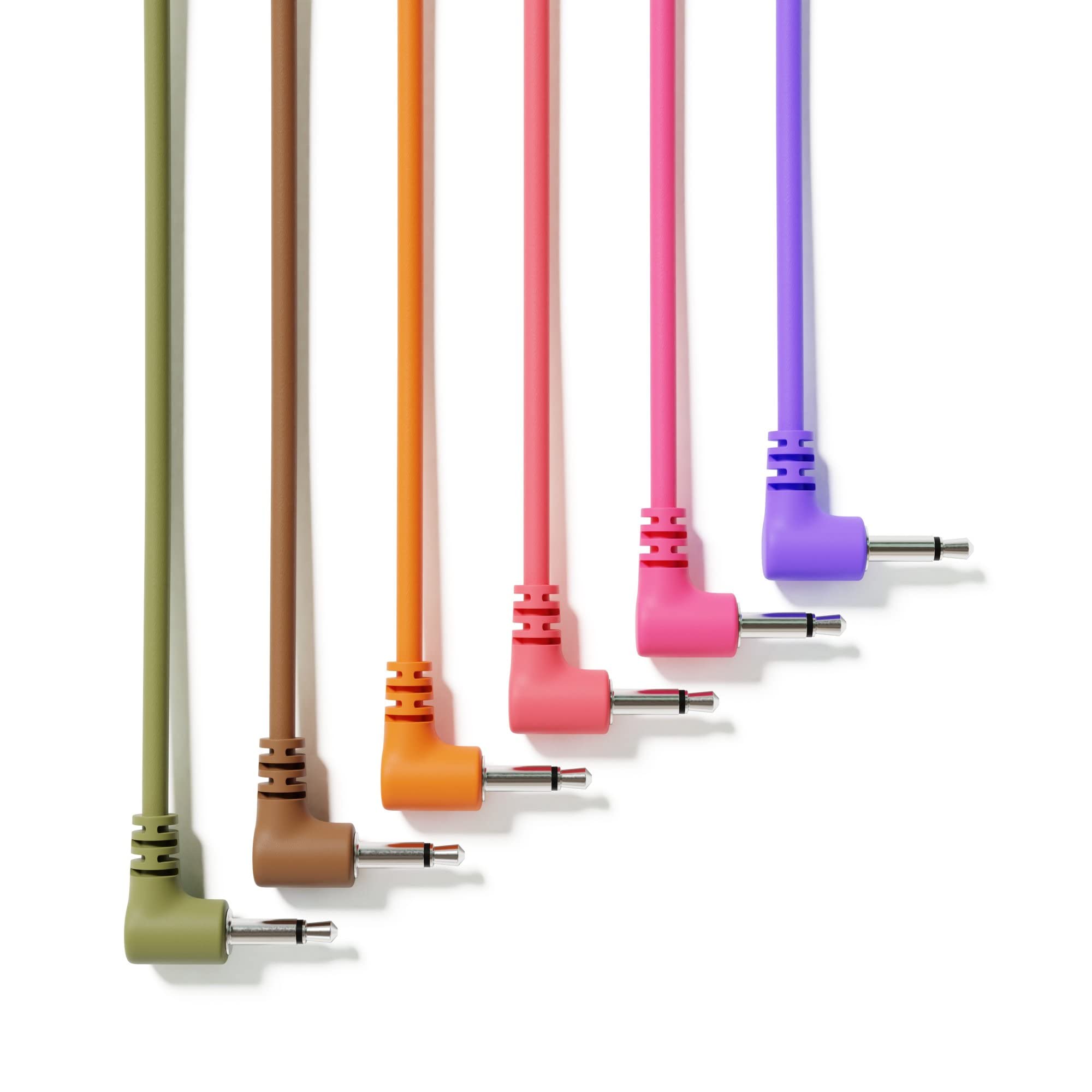 ExcelValley - Right Angle Mono Modular Patch Cables TS 3.5mm 1/8 inch Eurorack Synthesizer [6B-Pack | 45 cm - 17.72]