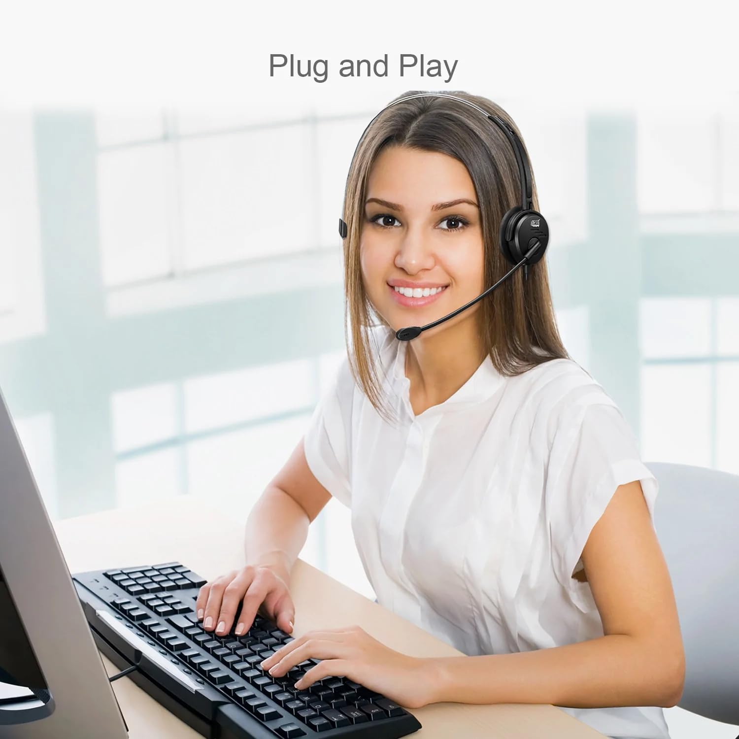 Adesso Xtream P1 Single-Sided Usb Wired Headset With Adjustable Noise Canceling Microphone, Black