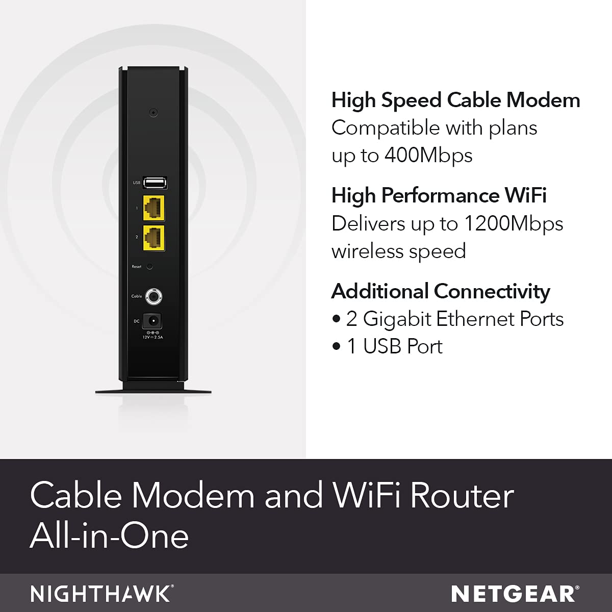 Netgear Cable Modem With Built-In Wifi Router (C6230) - Compatible With All Major Cable Providers Incl. Xfinity, Spectrum, Cox -