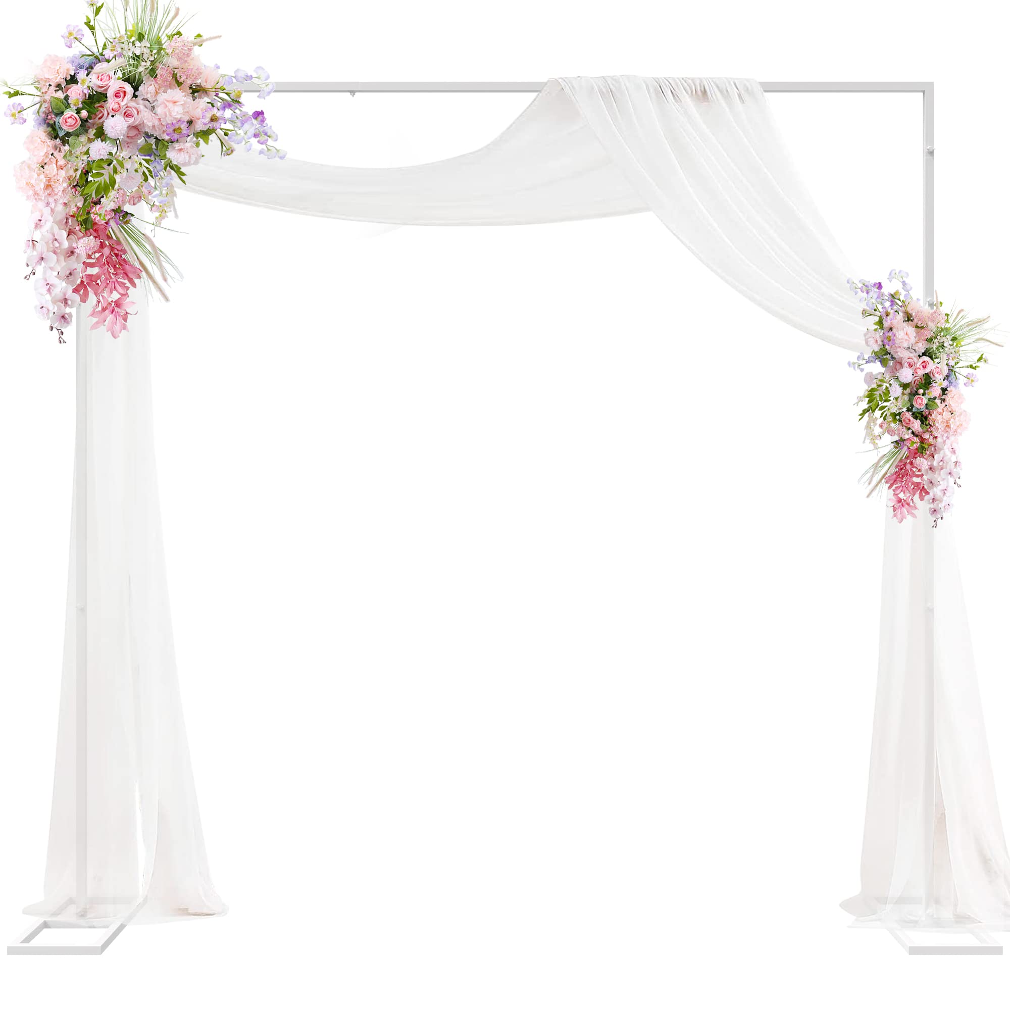Heavy Duty Backdrop Stand 8Ft X 8Ft White Pipe And Drape Backdrop Stand Kit Adjustable Metal Backdrop Sand For Wedding Photoboot