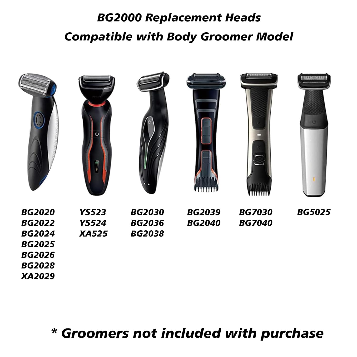 3 Pack Bg2000 Replacement Heads Compatible With Philips Norelco Bodygroom 7000, Bodygroom Replacement Foil Heads For Bg2000/40,B