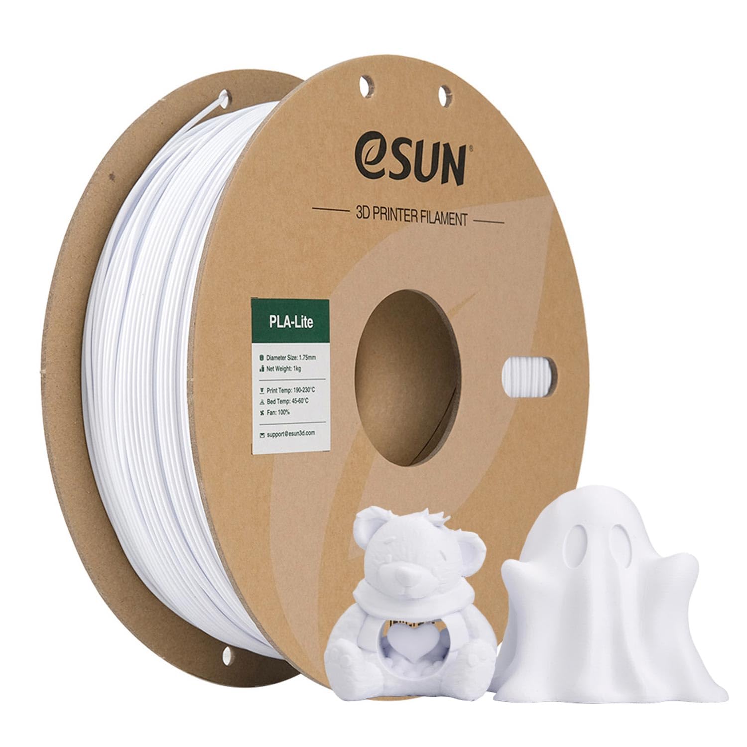 eSUN White PLA Filament, 3D Printing PLA Lite Filament 1.75mm Dimensional Accuracy +/- 0.03mm, 1kg Carboard Spool (2.2lbs) 3D Pr
