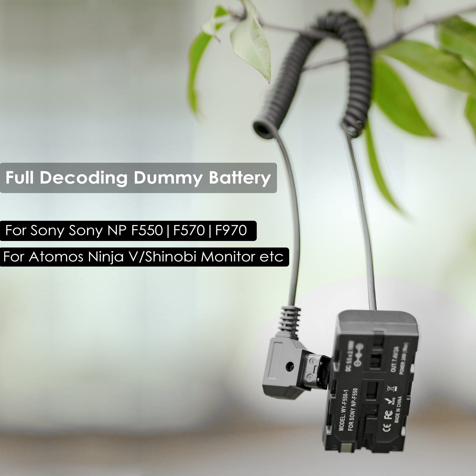 D Tap Coiled Power Cable To Np F550 Dummy Battery Compatible With Sony Np F550/770/570 Np F970 Power Led Light Feelworld Atomos