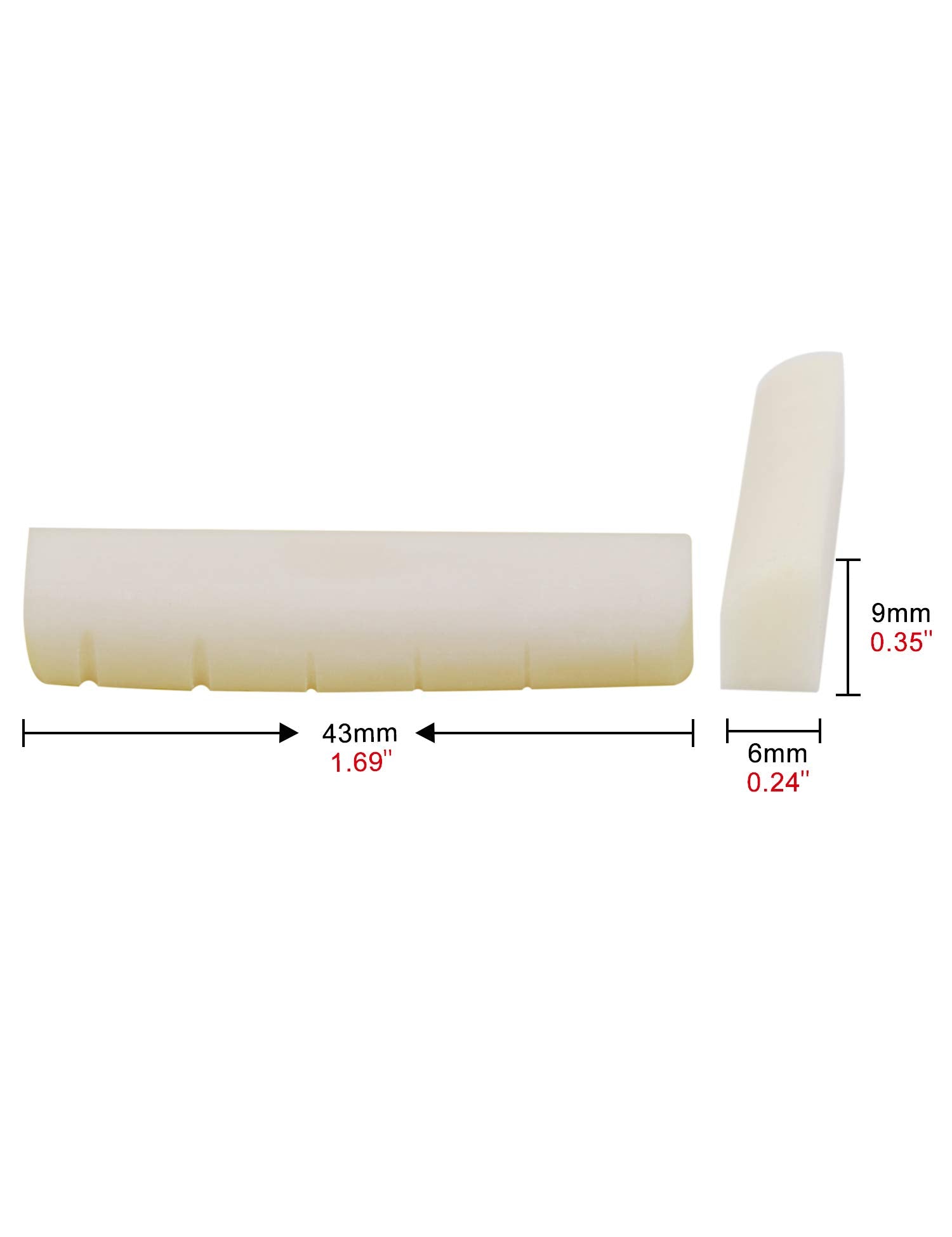 Metallor 6 String Pre Slotted Bone Guitar Nut Replacement Compatible With Lp Style Electric Guitar Folk Acoustic Guitar White.(N