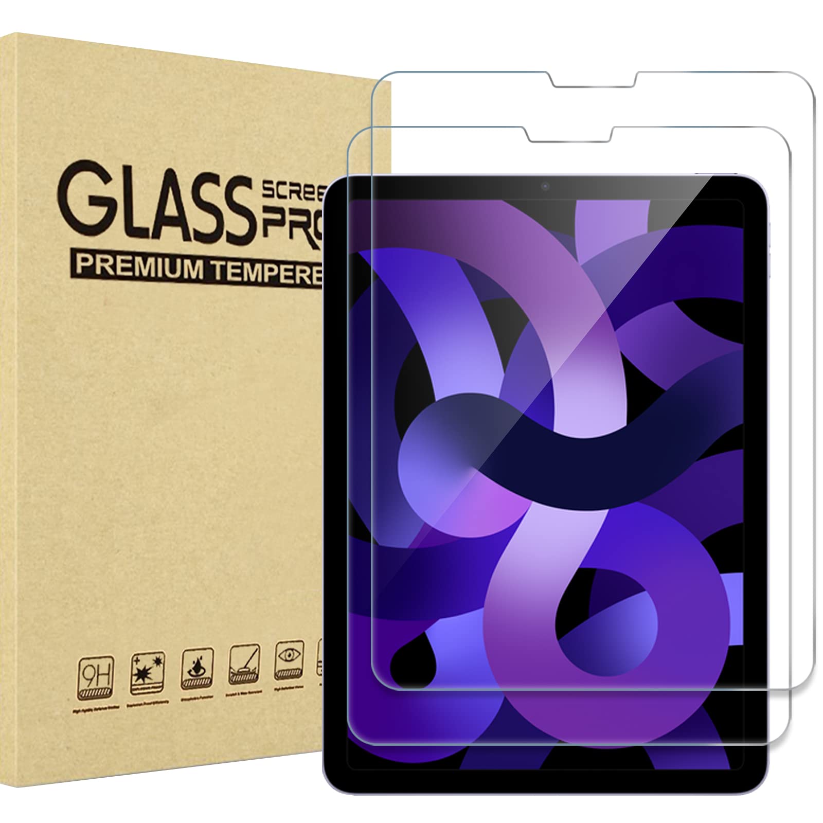 Procase 2 Pack Screen Protector For Ipad Air 5Th 2022 / Ipad Air 4Th 2020 / Ipad Pro 11 4Th 2022/ 3Rd 2021/ 2Nd 2020/ 1St 2018, Tempered Glass For 10.9 Ipad Air 5 4 / Ipad Pro 11' 4 3 2 1 Gen