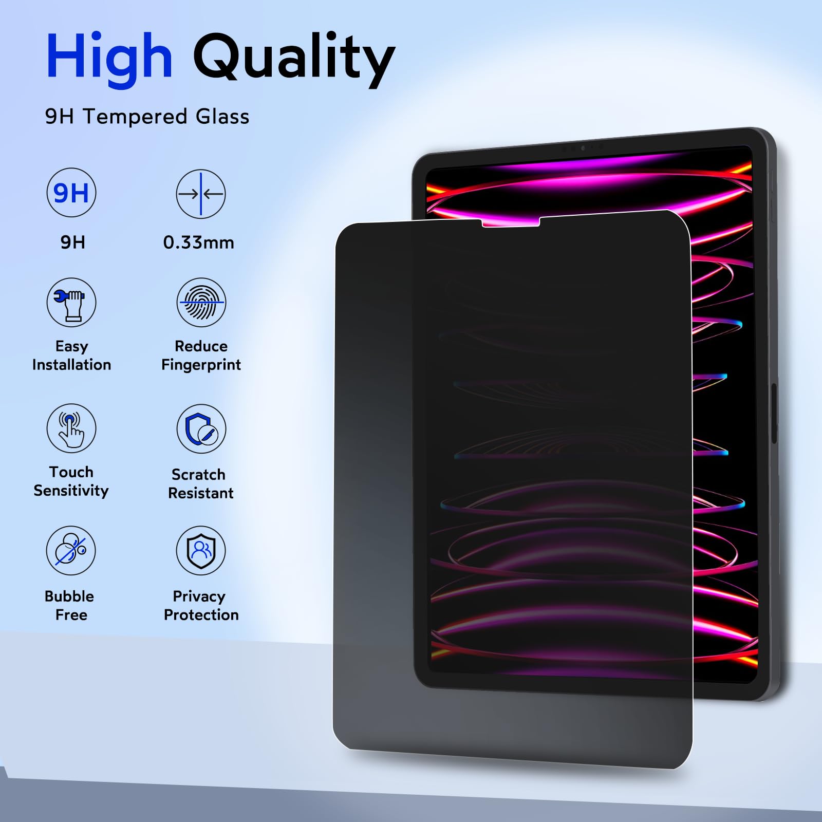 Mobdik Privacy Screen Protector Compatible With Ipad Pro 11 Inch (2022&2021&2020&2018) & Ipad Air 5Th / 4Th Generation (2022&202