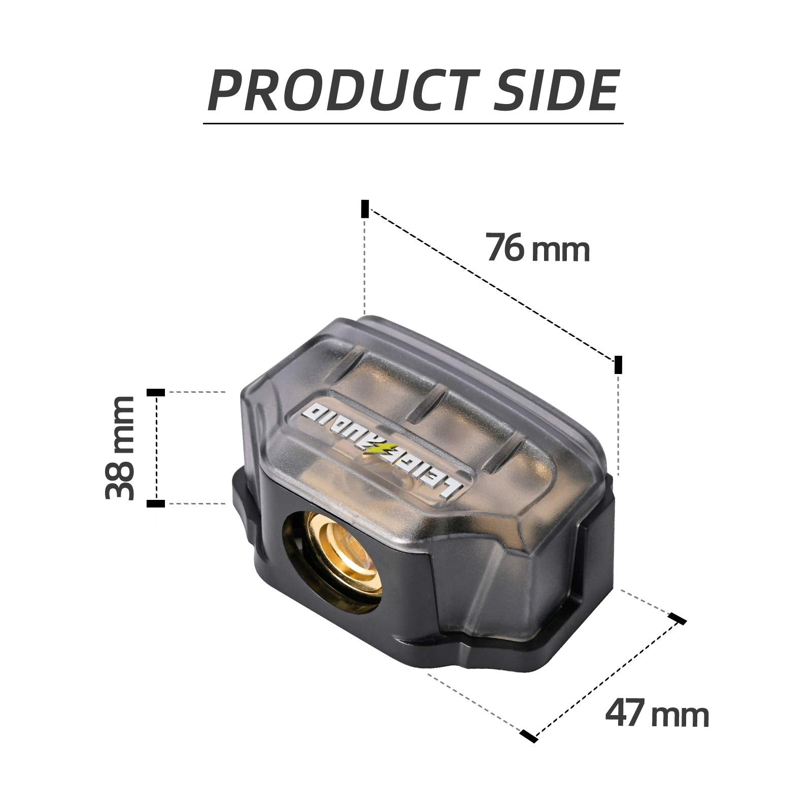 Leigesaudio 0/2/4 Gauge In 4/8/10 Gauge Out Copper Power Distribution Block For Car Audio Splitter (1 In 3 Out)