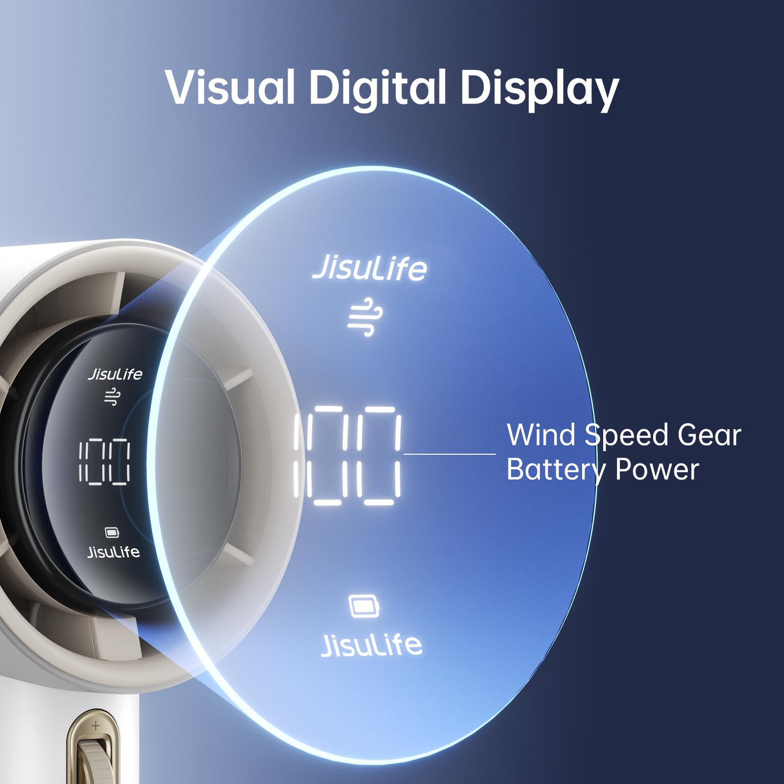 Jisulife Portable Handheld Fan,Speed(1 100) Adjustable Turbo Mini Fan,3600Mah Battery Rechargeable Personal Fan,Digital Display,