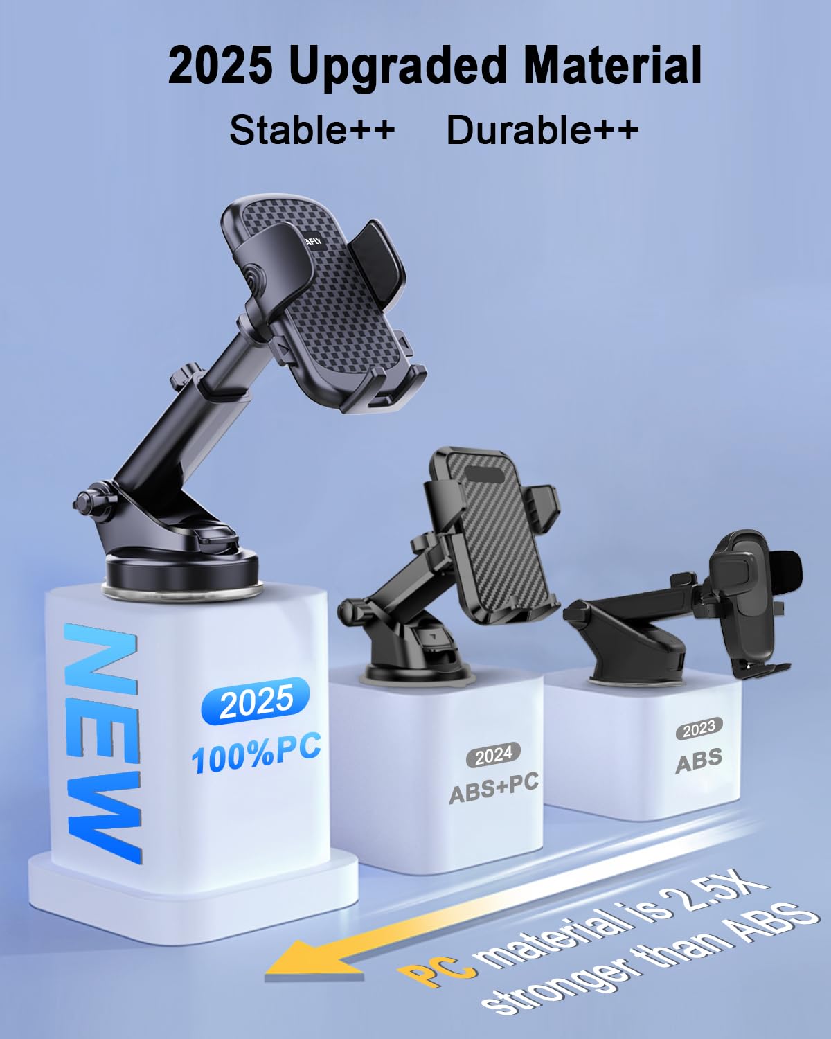 [2025 New] Car Phone Holder [Upgraded Strongest Suction & Clip] Cell Phone Mount For Dashboard Windshield Vent,Mobile Stand Base