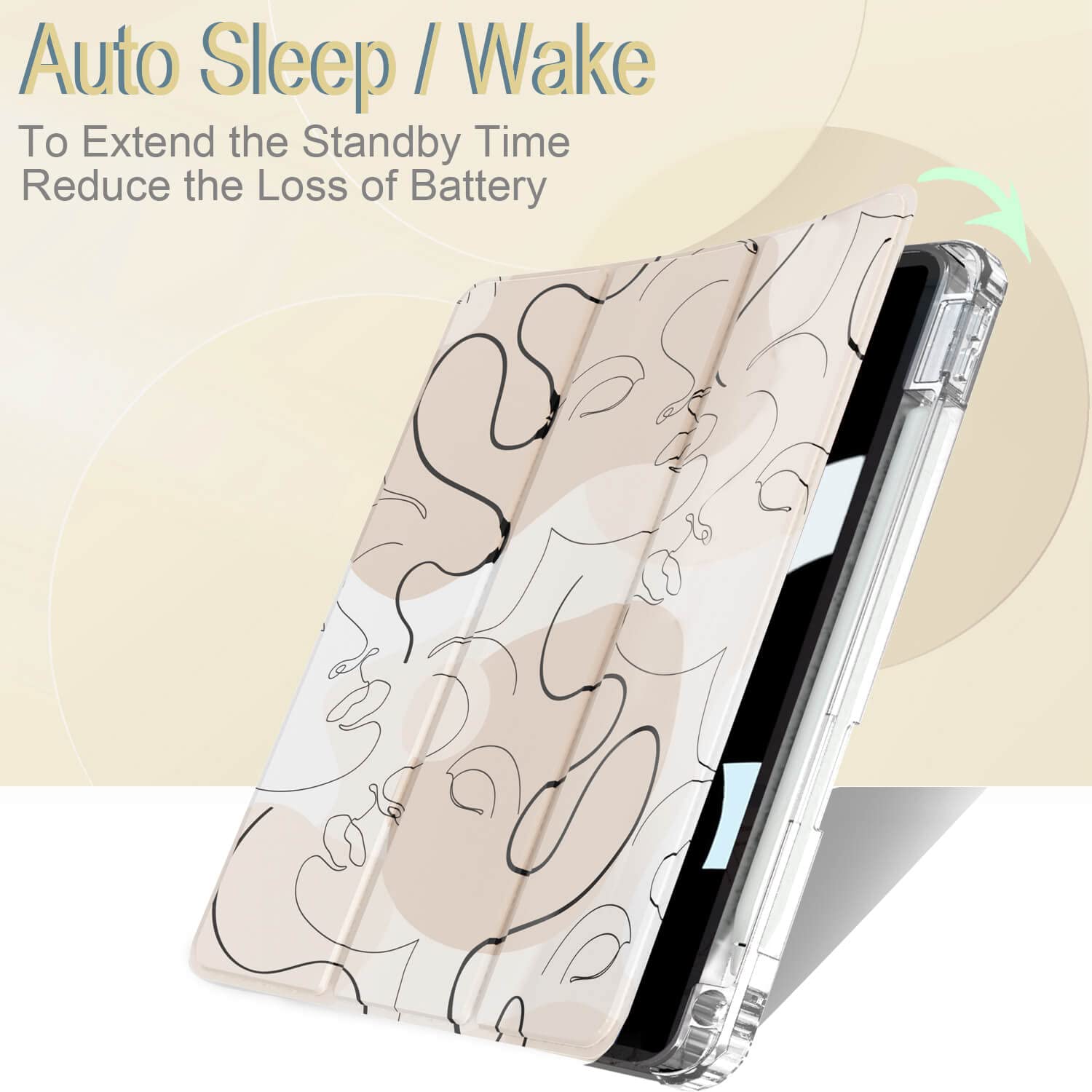 Feams Case For Ipad 10Th Generation Case, Slim Lightweight Trifold Ipad 10.9 Case Clear Back Transparent Cover With Pencil Holde