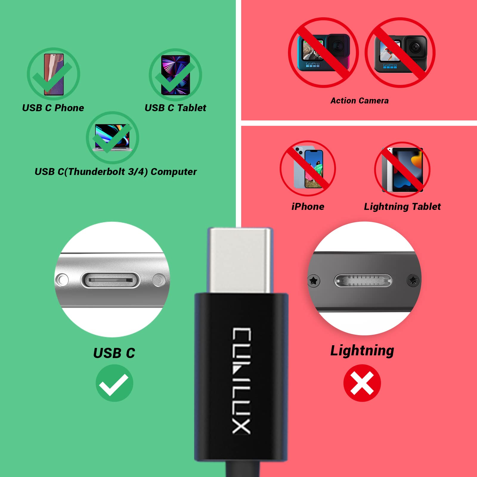 Cubilux Usb C Microphone, Type C Lavalier Mic, External Lapel Clip Mic For Iphone 15+/15 Pro Max, Ipad 10 Ipad Pro Ipad Air 5/4,