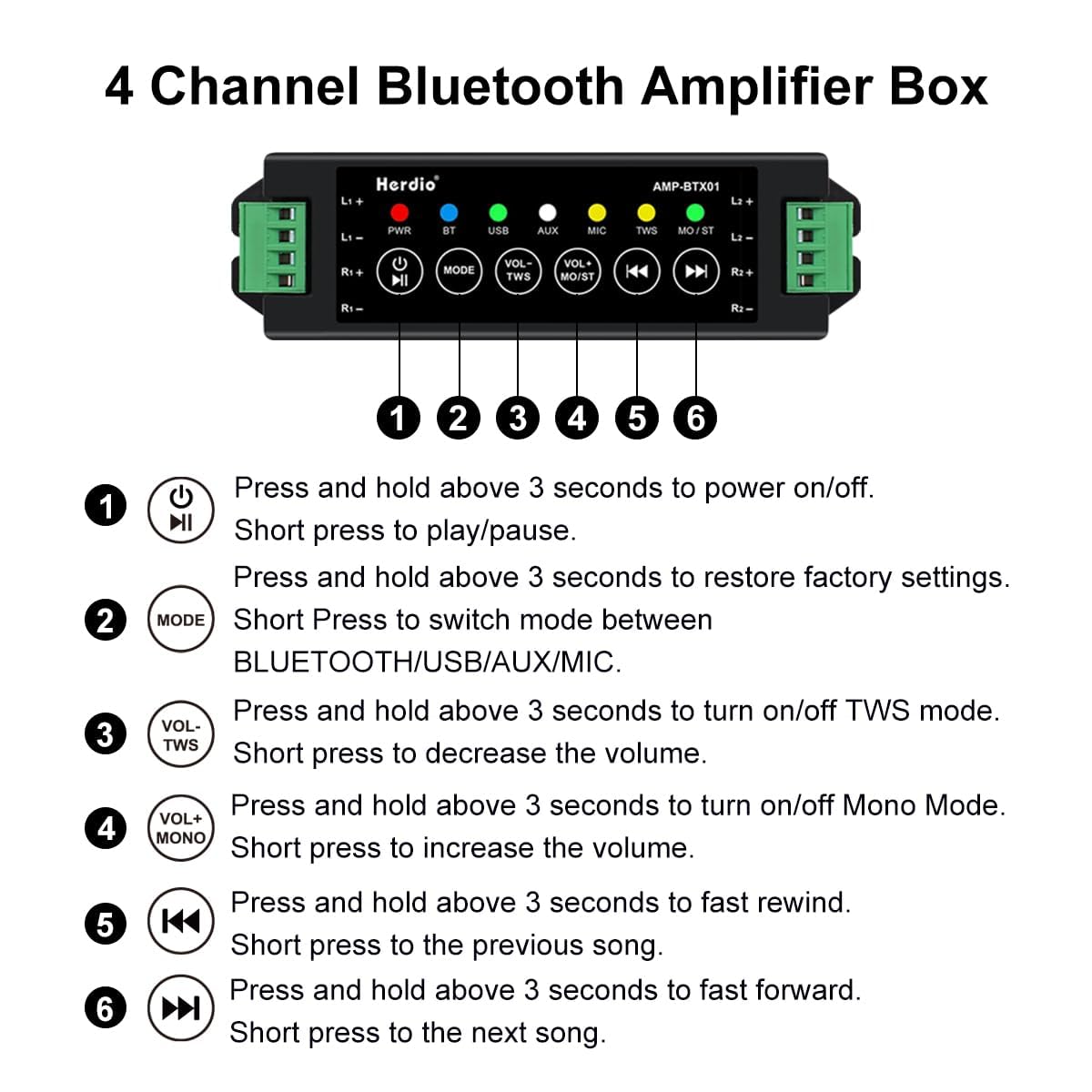 Herdio 6.5'' 600 Watts Bluetooth Ceiling Speakers Wireless Home Recessed Speaker System Perfect For Indoor,Kitchen,Home Theater,