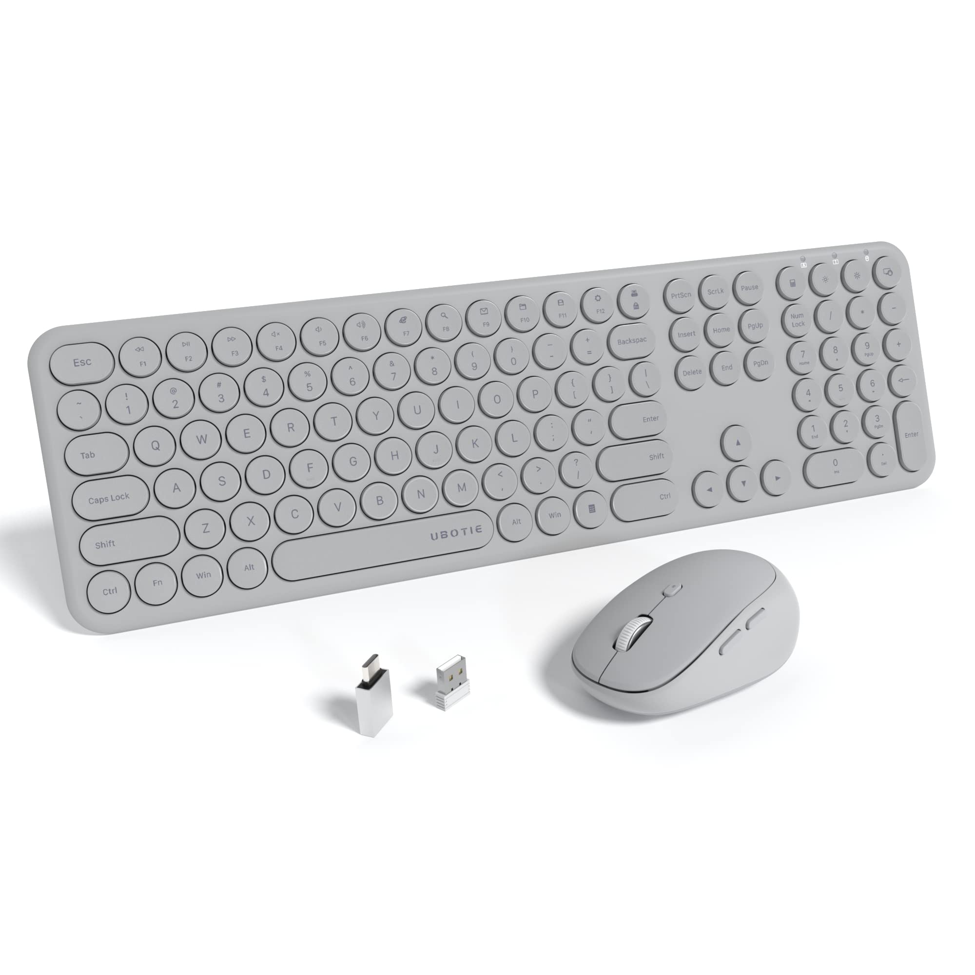 Ubotie Wireless Keyboards And Mouse, Silent Scissor Swithes Slim Keyboards Mice Set, Quiet Full Size Computer Keyboard With Adju