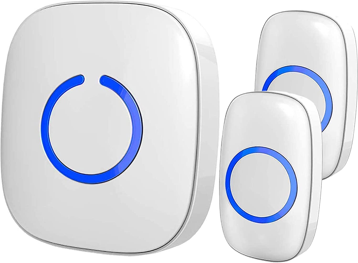 Sadotech Wireless Doorbells For Home, Apartments, Businesses, Classrooms, Etc.   2 Door Bell Ringer & 1 Plug In Chime Receiver, Battery Operated, Easy To Use, Wireless Doorbell W/Led Flash, White