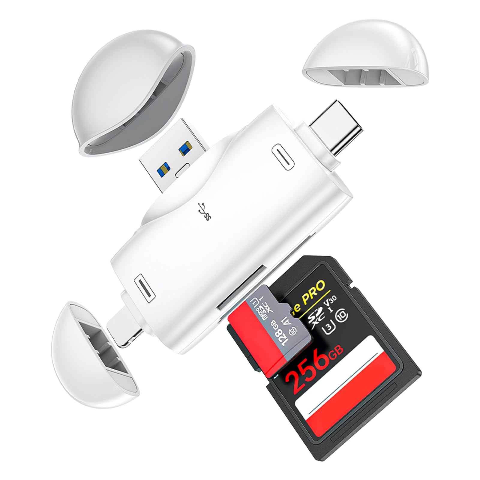 Sd Card Reader For Iphone Ipad Android Mac Computer Camera, 3 In 1 Usb C To Micro Sd Card Reader Trail Camera Viewer,Portable Me