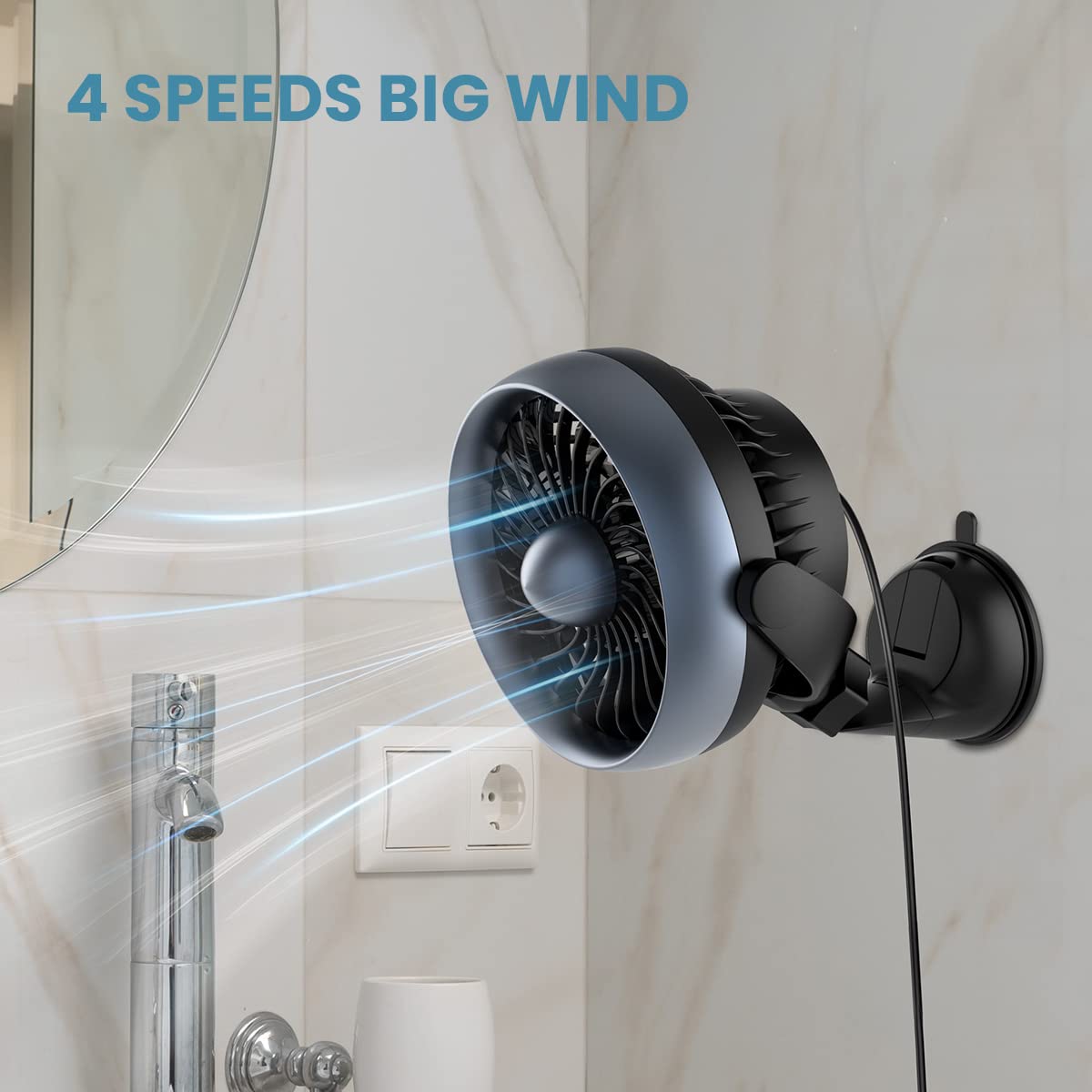 Portable Car Fan With Suction Cup And 4 Speeds, Bonus Aroma Function, Usb Dashboard Cooling Air Circulator Fan For Sedan Suv Rv