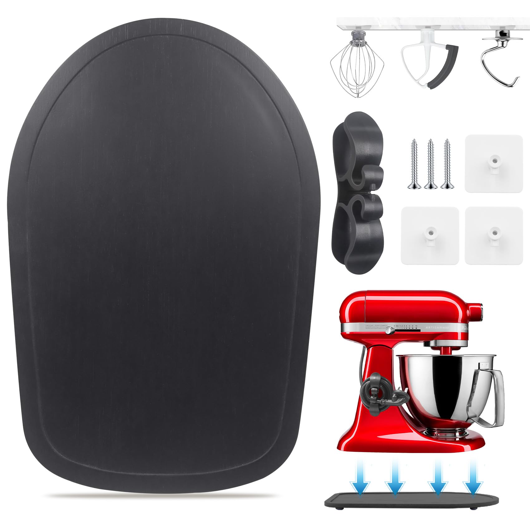 Sliding Mat For Kitchen Aid 4.5 5 Qt Stand Mixer With 1Pc Cord Organizer And 3Pcs Attachment Holder For Kitchen Appliance Slider