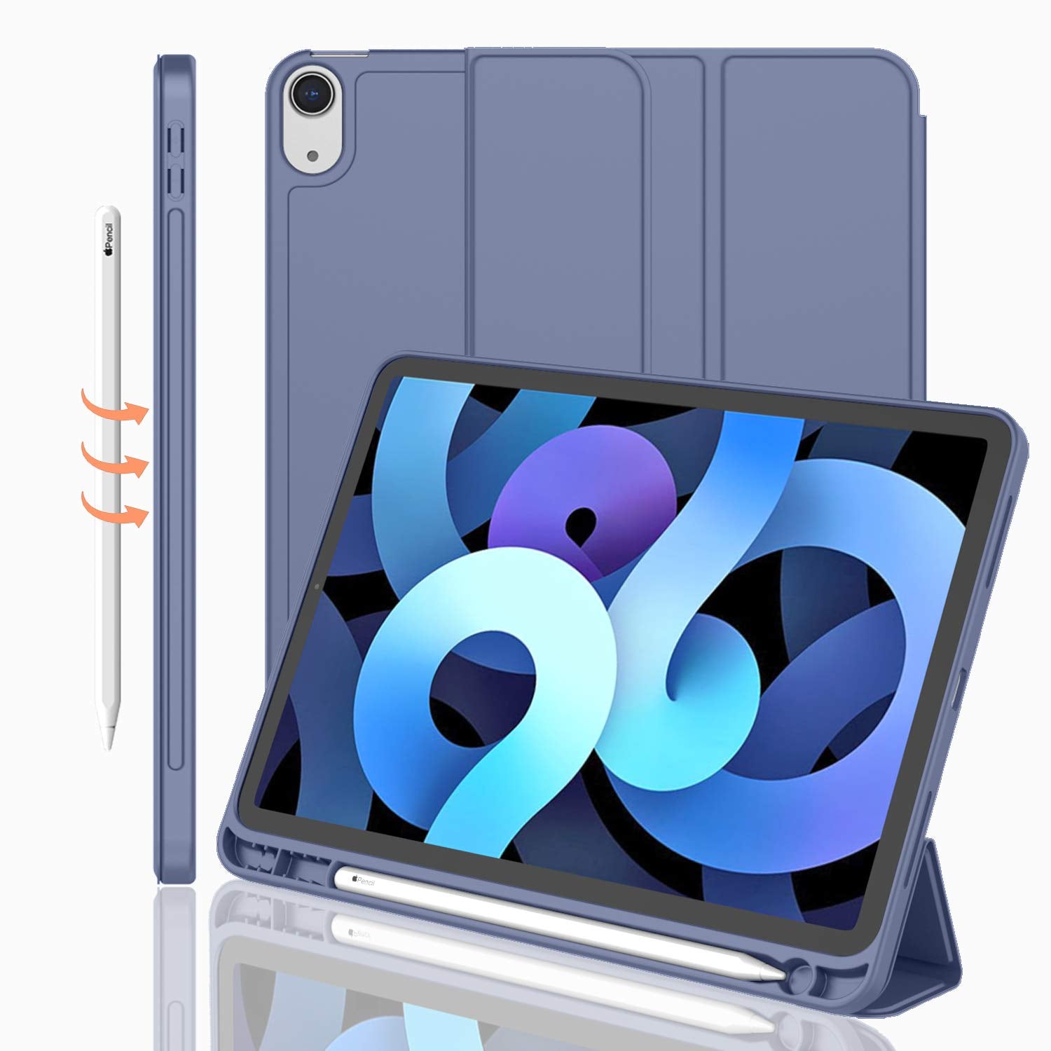 Imieet Ipad Air 11 Inch Case 2024 (6Th Generation), Ipad Air 5Th Generation Case 2022/4Th Generation Case 2020 10.9 Inch With Pencil Holder, Trifold Stand Smart Case (Purple)