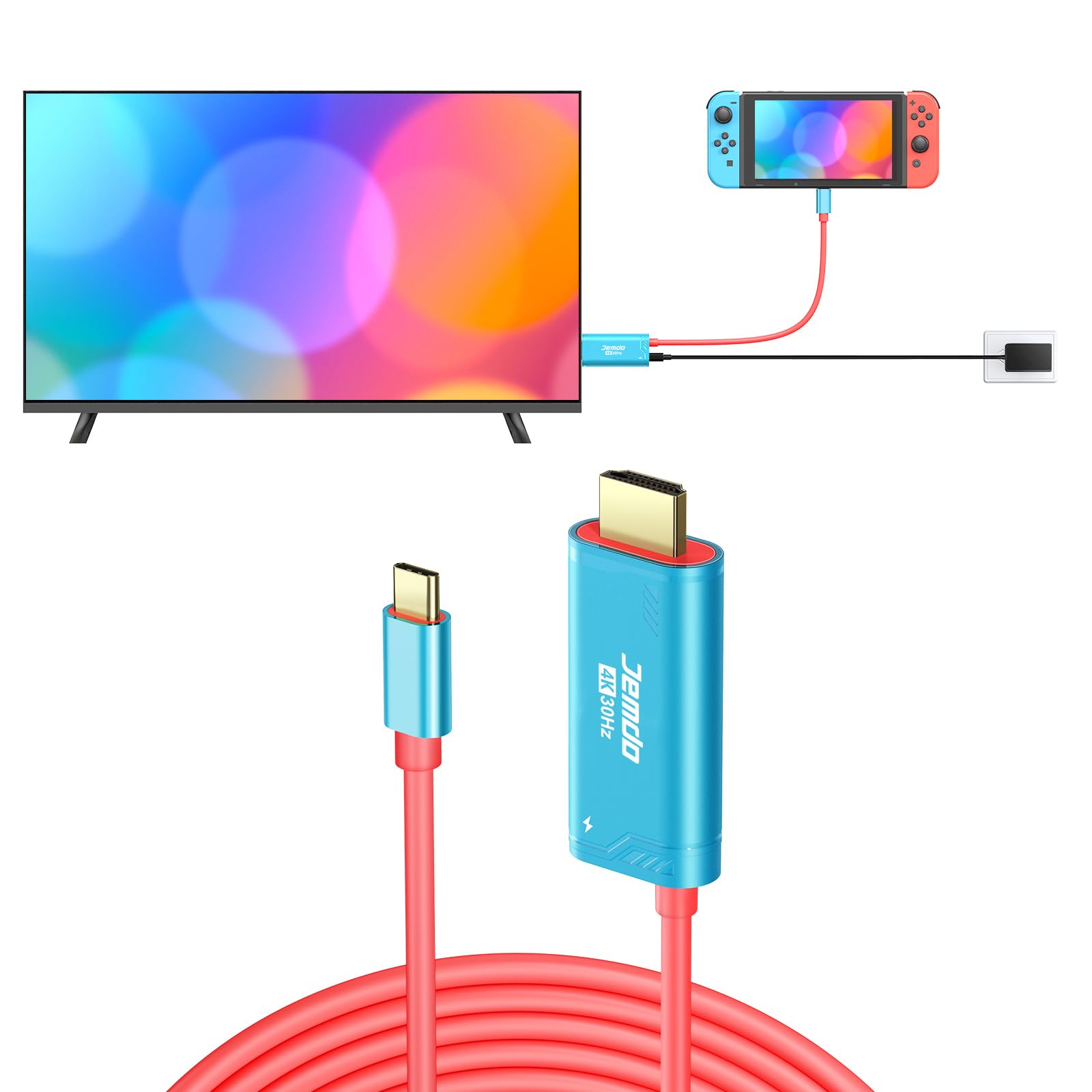 USB C to HDMI Cable Compatible with Nintendo Switch 2017/OLED Only, Portable TV Adapter Connector Replaces The Original Switch D