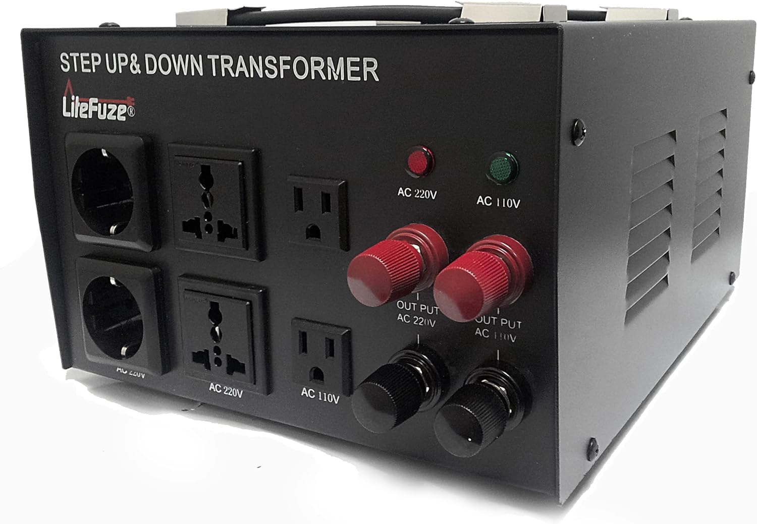 Litefuze 15,000 Watt Heavy Duty Voltage Converter Transformer - Step Up/Down 110/120/220/240V - Patented Universal Output Socket