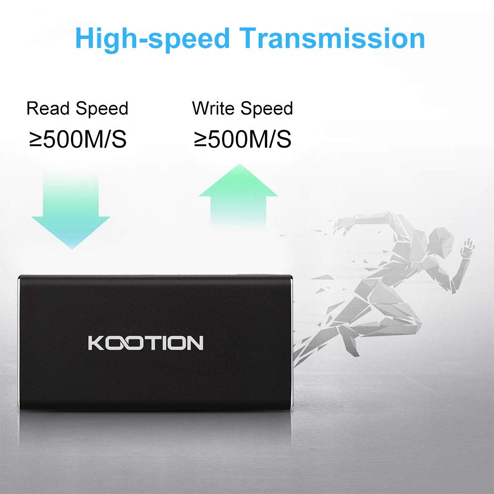 Kootion External Ssd 500Gb Usb 3.1 Type C Portable Ssd High Speed Solid State Drive Ultra Slim, Read Up To 500Mb/S & Write Up To