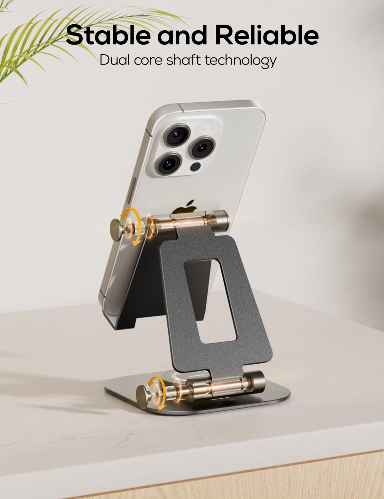 Nulaxy 360 Rotating Cell Phone Stand, Fully Adjustable Foldable Desktop Phone Holder Cradle Dock, Thick Case Friendly, Compatibl