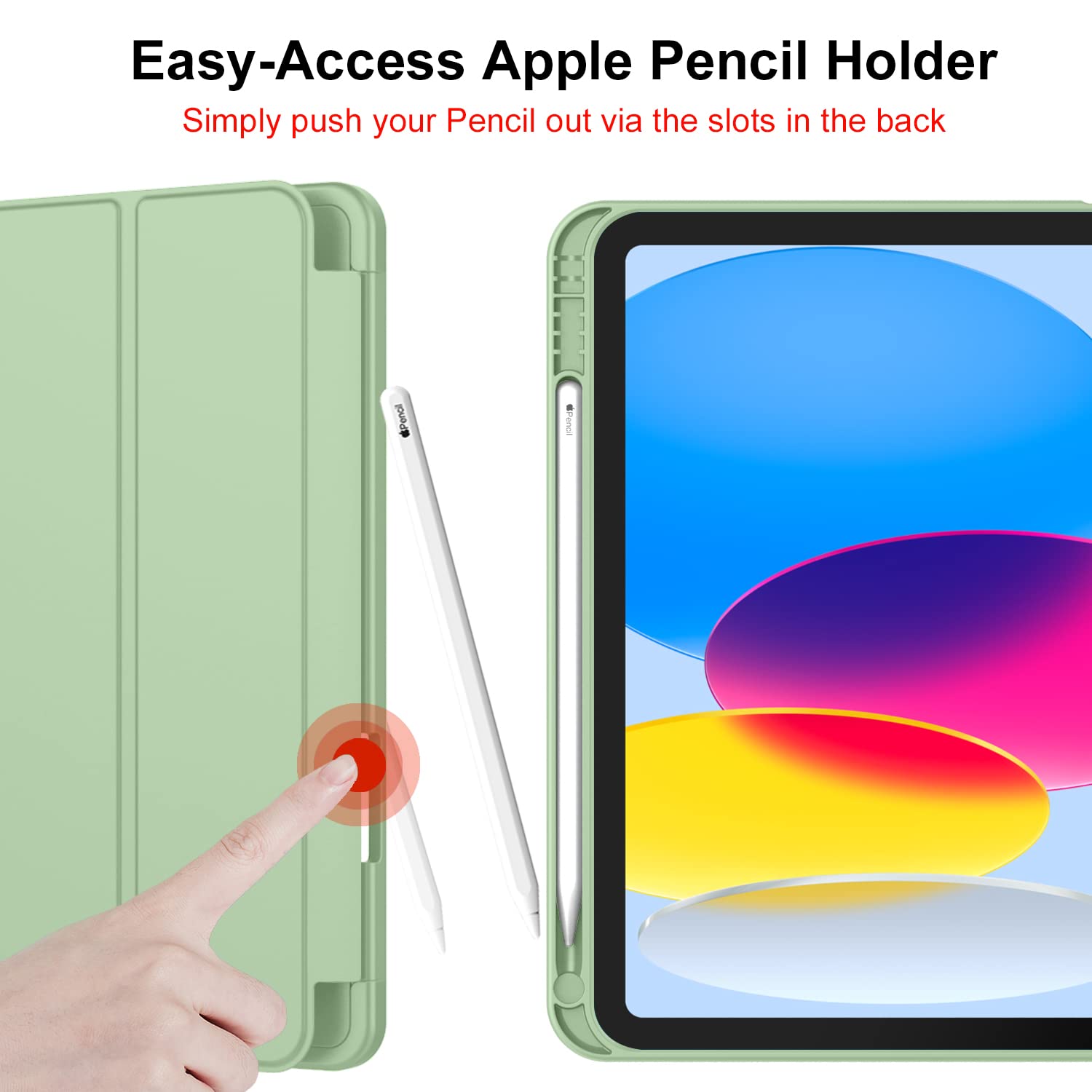 Imieet New Ipad (A16) 11Th Generation Case 11 Inch 2025, Ipad 10Th Generation Case 2022 10.9 Inch With Pencil Holder, Trifold Stand Smart Cover With Soft Tpu Back,Auto Wake/Sleep(Matcha Green)