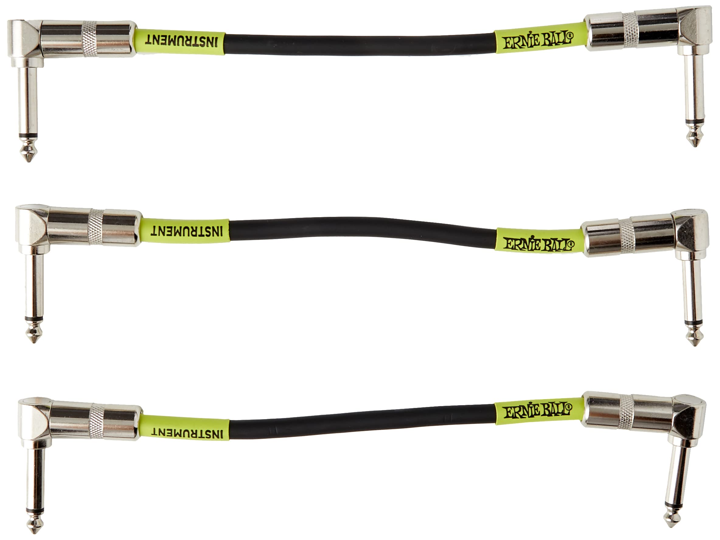 Ernie Ball 6050 Ernieball 6'' Angle/Angle Patch Cable 3 Pack Black