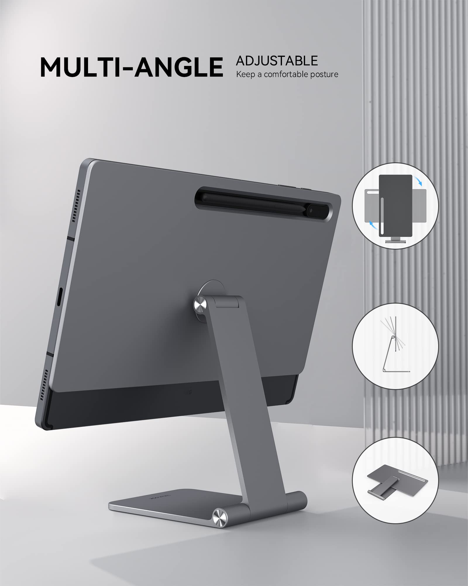 Lululook Magnetic Stand For Samsung Galaxy Tab S9 Ultra/S8 Ultra (Sm X900/Sm X906), 2023 Upgrade Foldable & 360� Rotating Floating Desk Holder With S Pen Holder For Samsung Galaxy Tab 14.6 Inch