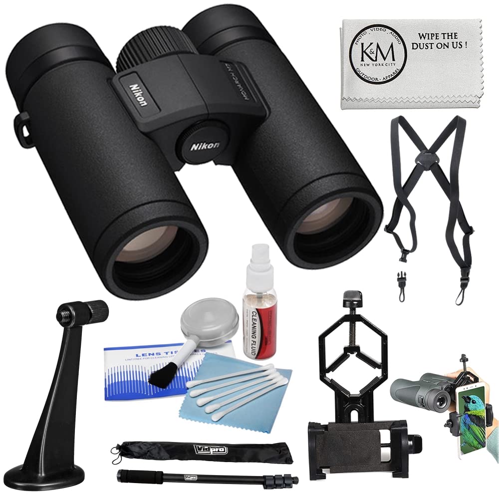 Nikon 10X30 Monarch M7 Binoculars Bundle With Binocular Harness + Smartphone To Binocular Adapter + Binocular To Tripod Adapter