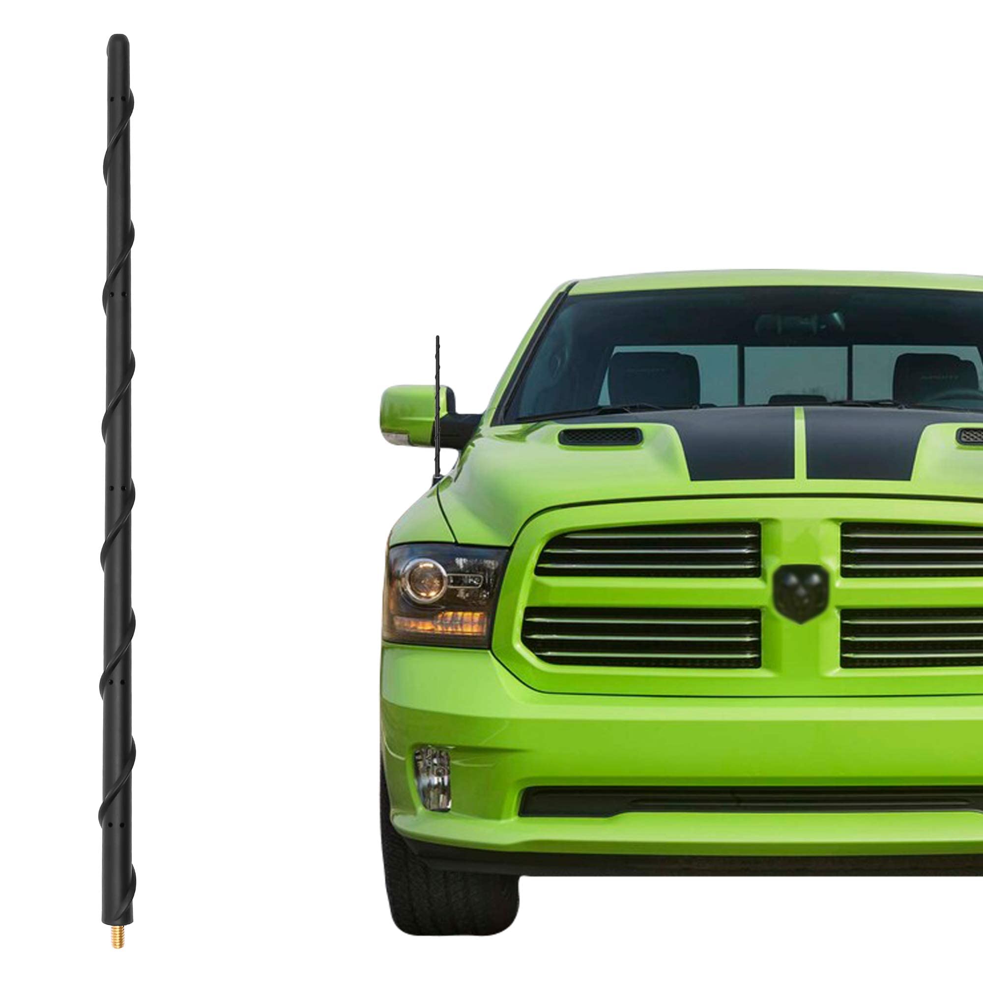Ksaauto Antenna Fits For Dodge Ram 1500 2500 3500 2009 2024,16 Inches Flexible Rubber Antenna Replacement, Spiral Antenna Design