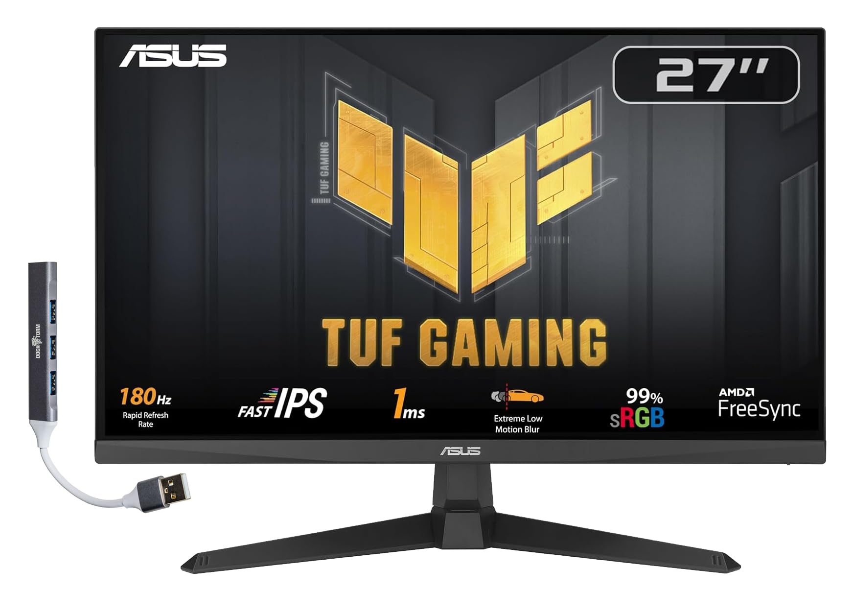 ASUS TUF Gaming 27 1080P FHD IPS Monitor with 1ms Response Time, 180Hz Refresh Rate, Anti Glare, Flicker Free, VESA Mount, Built