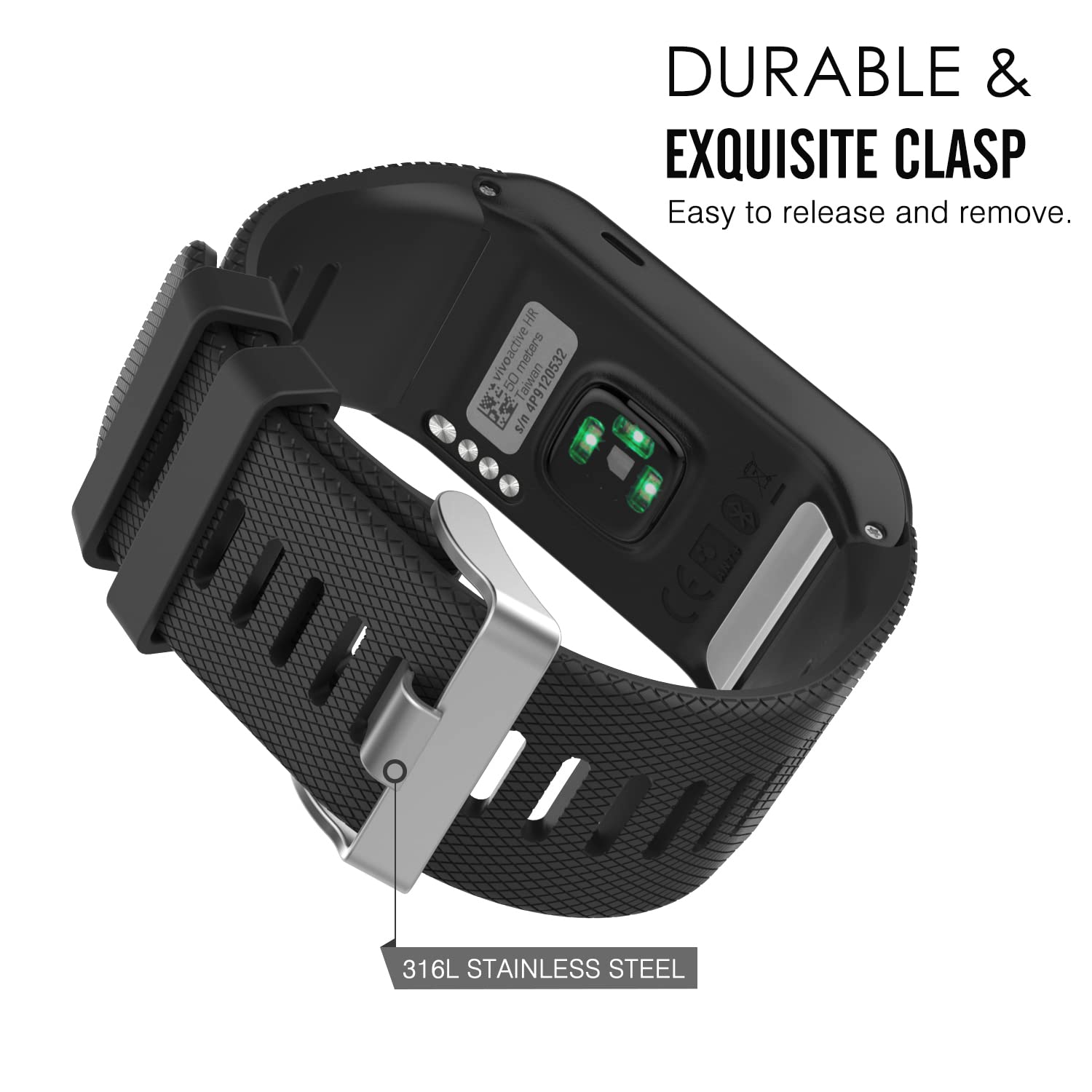 Moko Watch Band Compatible With Garmin Vivoactive Hr, Soft Silicone Replacement Watch Band Only For Garmin Vivoactive Hr Sports