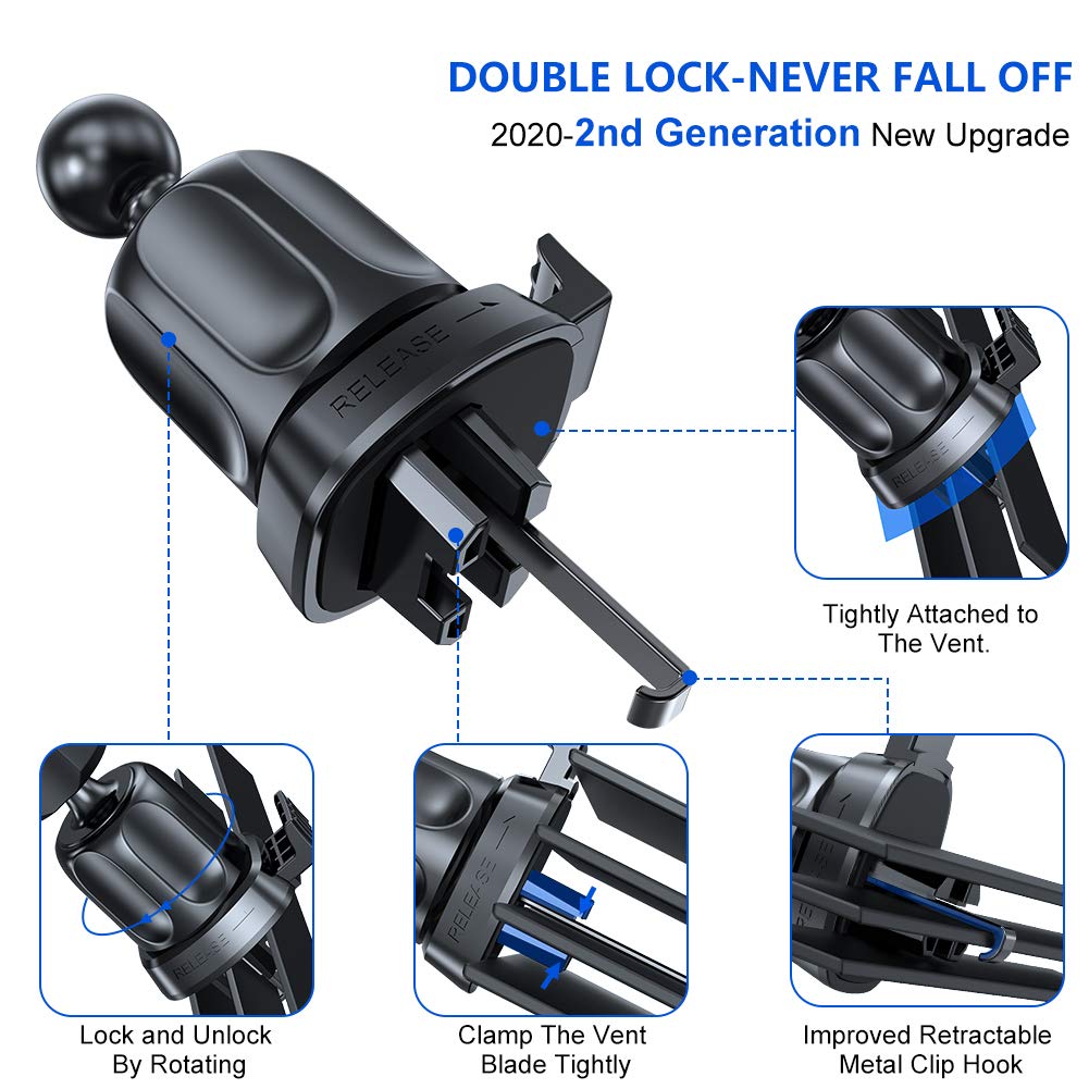 Miracase [Upgraded 2Nd Generation] Universal Phone Holder For Car, Air Vent Car Phone Holder Mount Compatible With Iphone 11/11