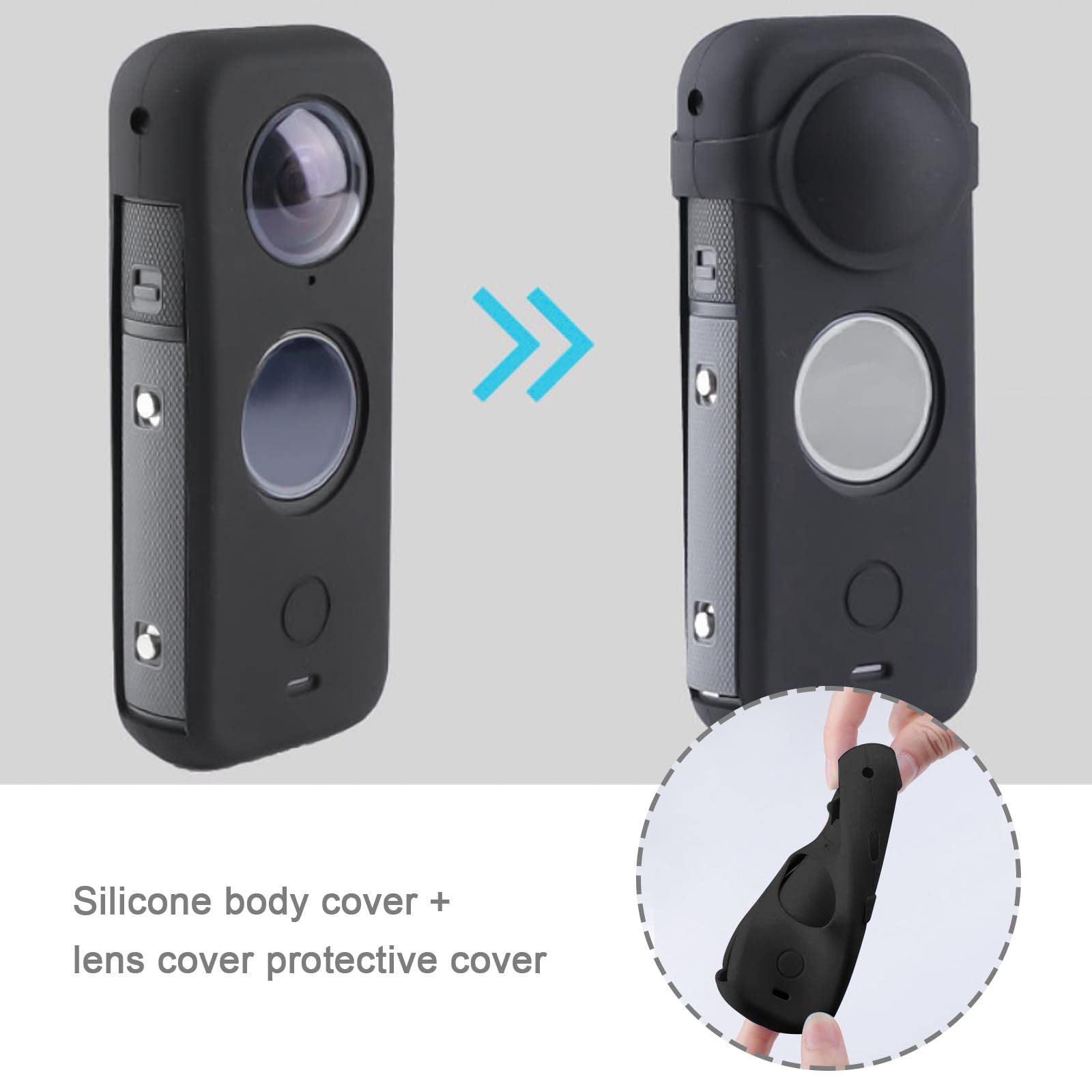 Create Idea Set With 2Pcs Body Cover Protector Lens Cap Protector Replacement Compatible With Insta 360 One X2 Camera Silicone C