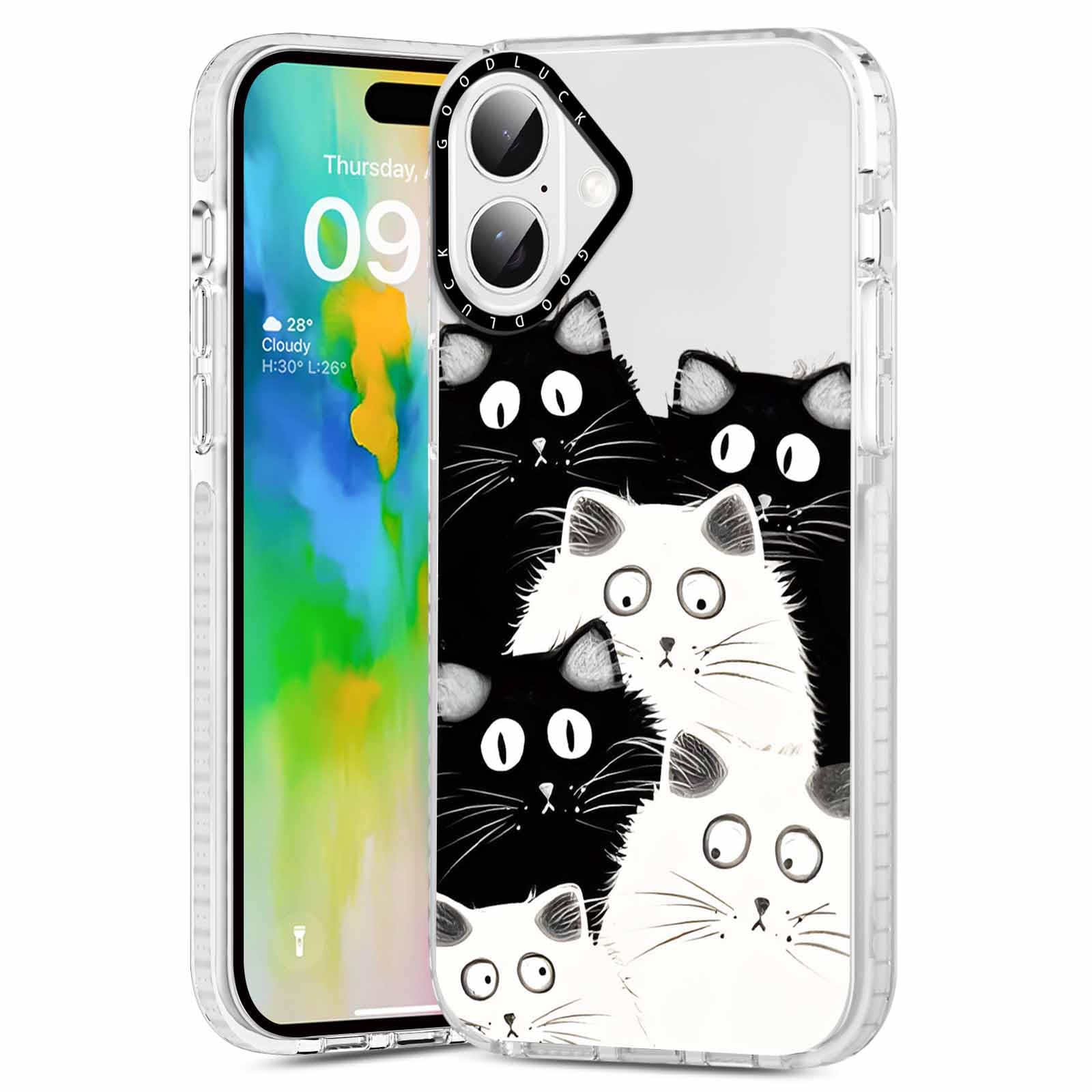 Rumdey 2 Pack Clear Phone Case For Iphone 16 Plus 6.7 Inch, Cute Black Cat Aesthetic Pattern Design Protective Soft Slim Shockpr